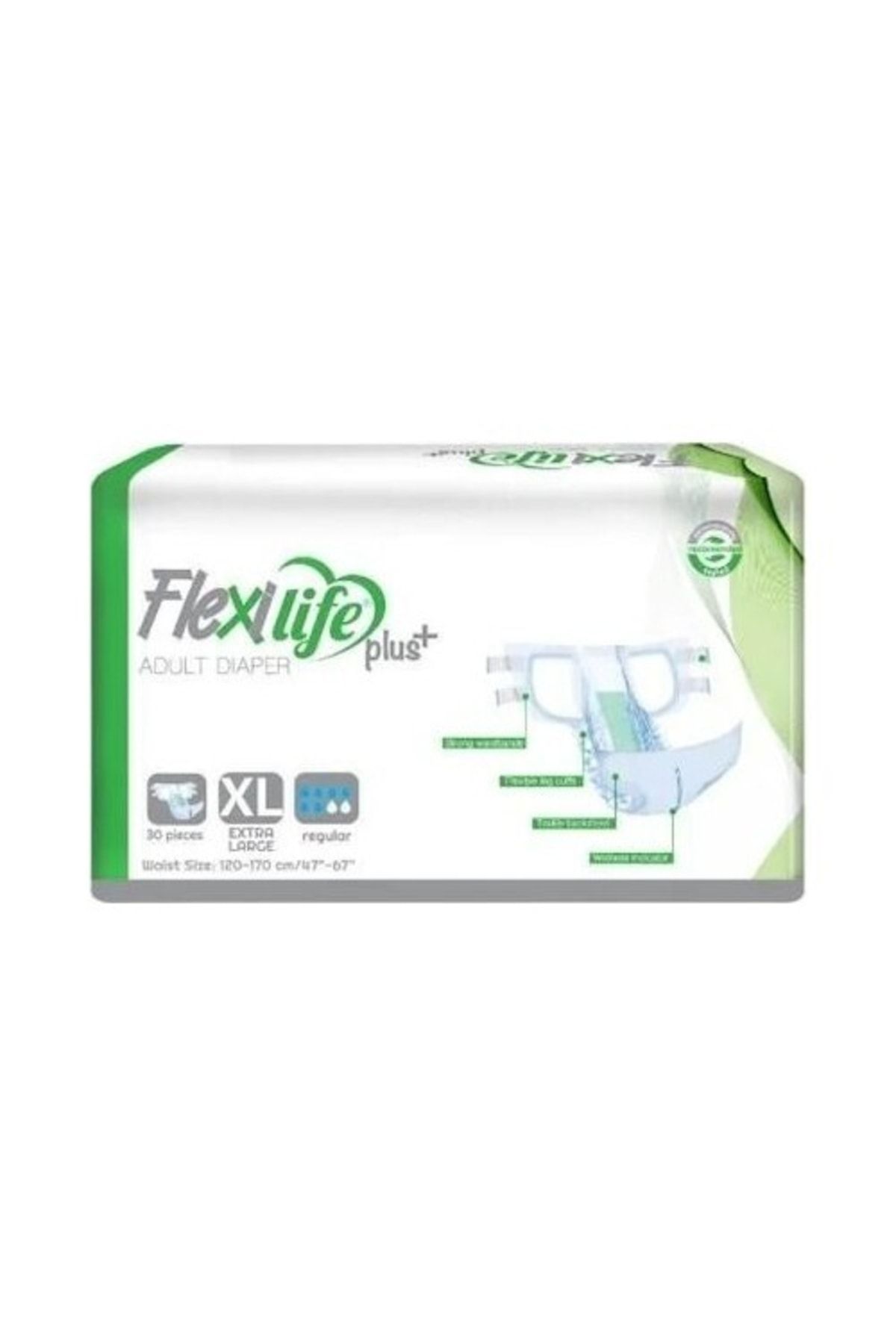 Flexi Life Flexilife Plus Yandan Belbantlı Yetişkin Hasta Bezi Büyük Boy Xlarge 30 Adet 2 Paket