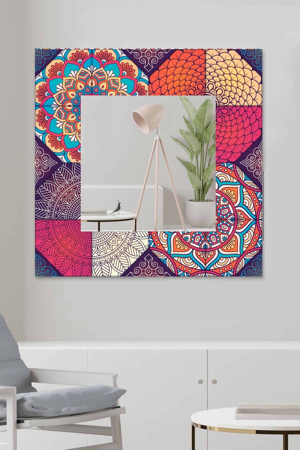 Hediyeler Kapında Dekoratif Kare Duvar Aynası Antre Salon Banyo Ofis Aynası 60x60