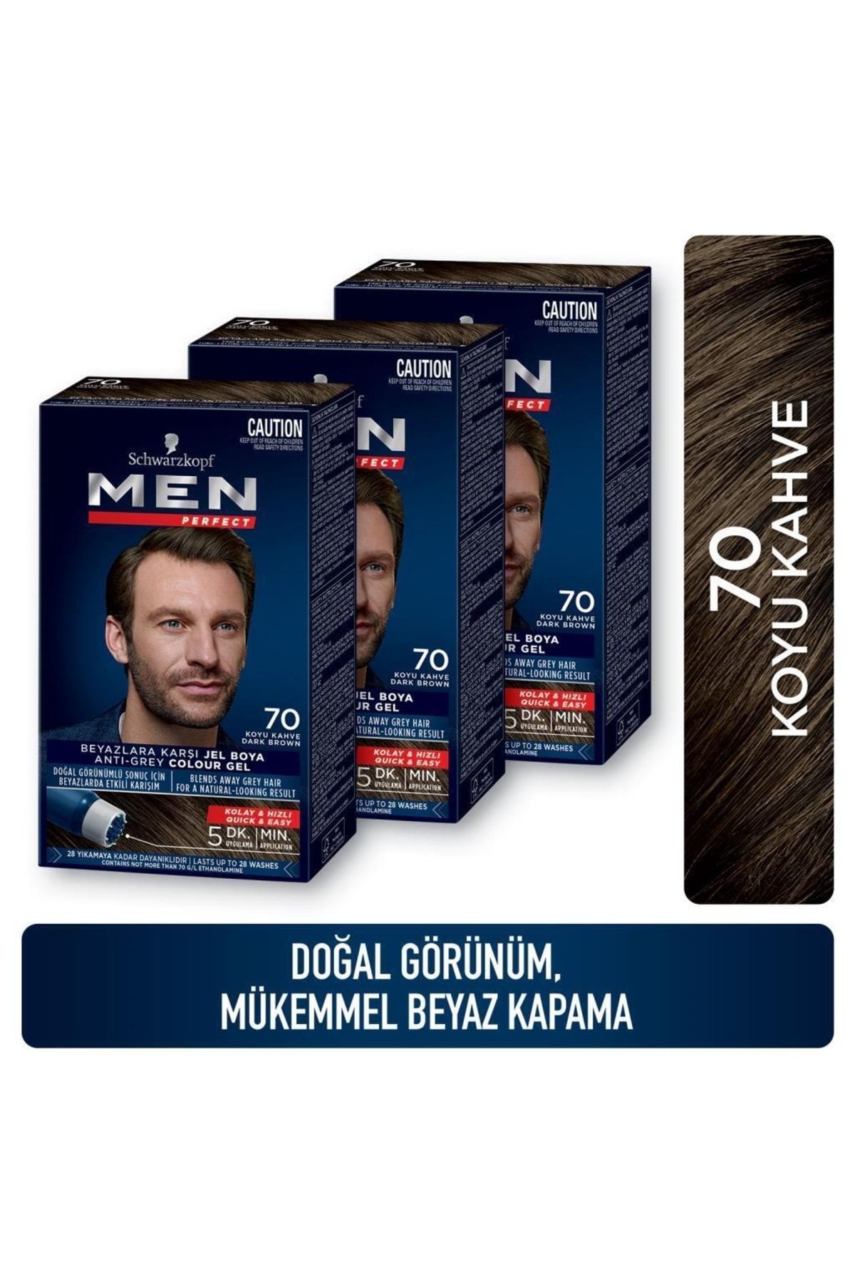Men Perfect Men Perfect Saç Boyası 70 Koyu Kahve X 3 Adet