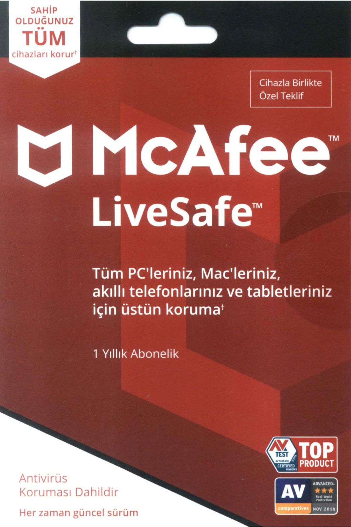 McAFEE Livesafe Pc / Mac / Akıllı Telefonlar / Tabletler Üstün Koruma 1 Yıllık Abonelik