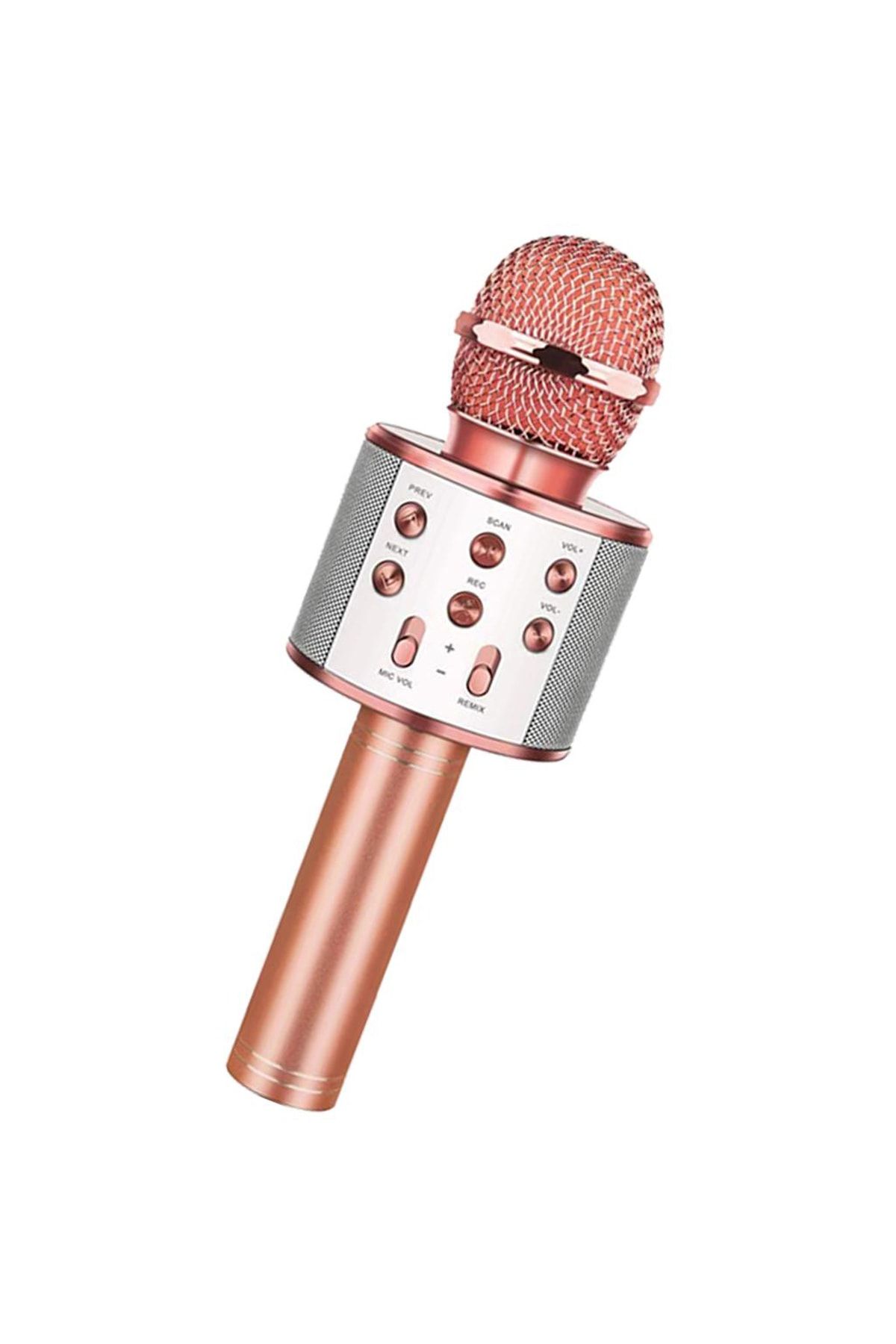 Winex Mobile Usba+tf Sd Kart+3.5mm Aux Girişli Bluetooth Karaoke Mikrofonu Pembe