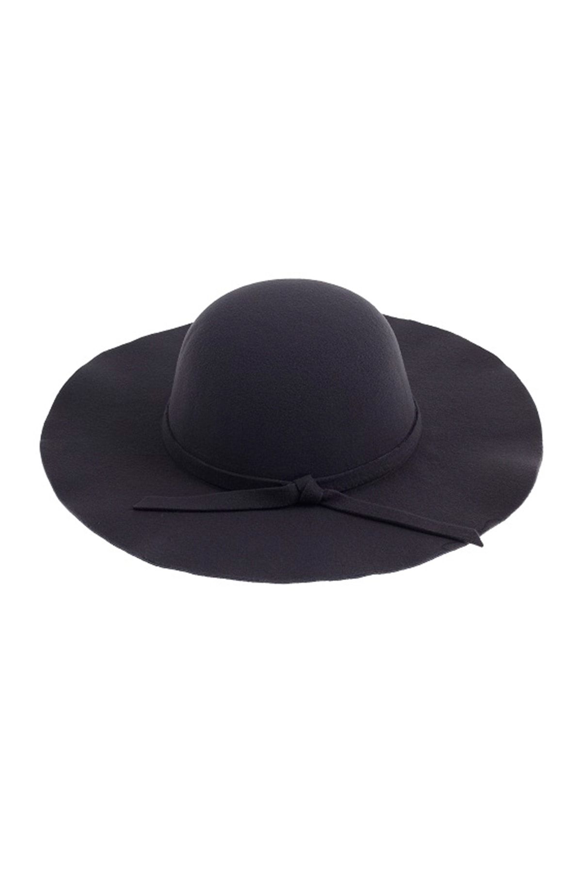 Bay Şapkacı Geniş Kenarlı Kaşe Siyah Fötr Şapka 7172