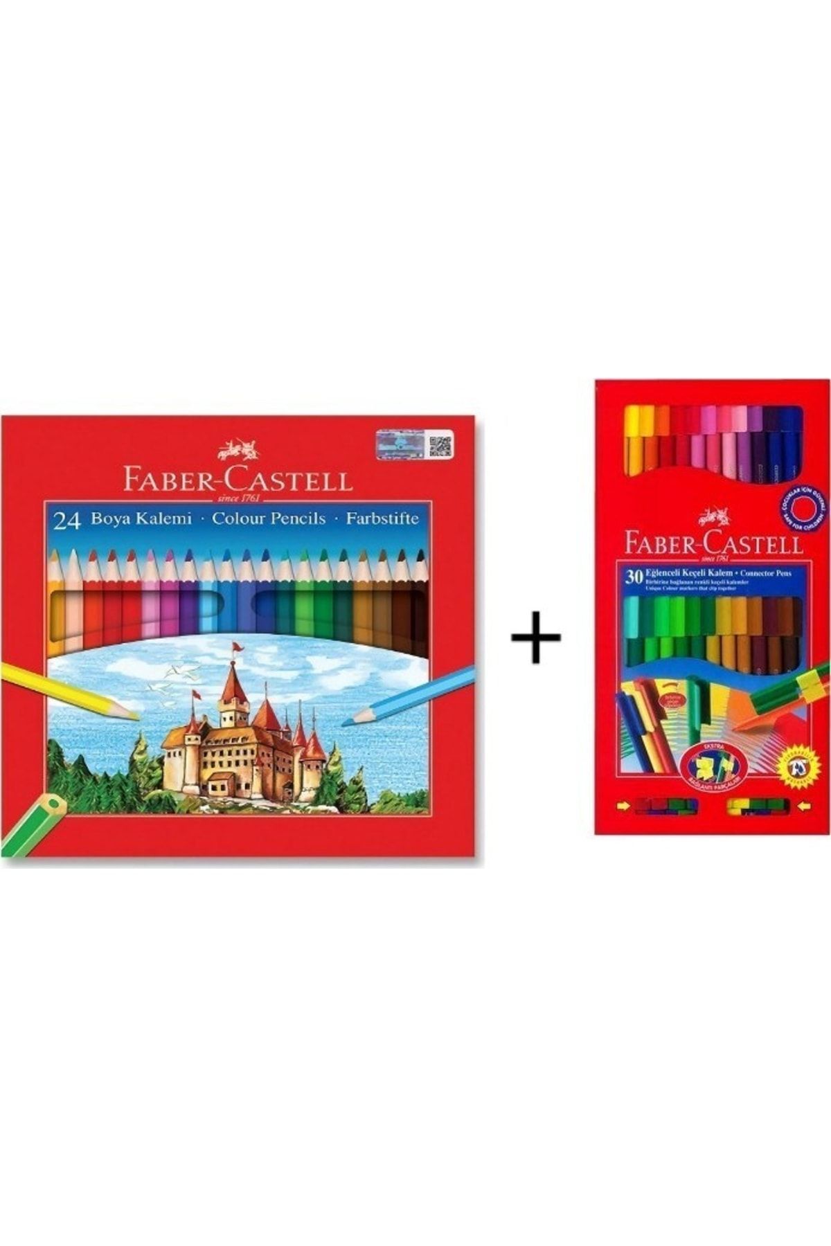 Faber Castell Faber-castell 24lü Kuru Boya + Faber-castell 30 Renk Eğlenceli Keçeli Kalem