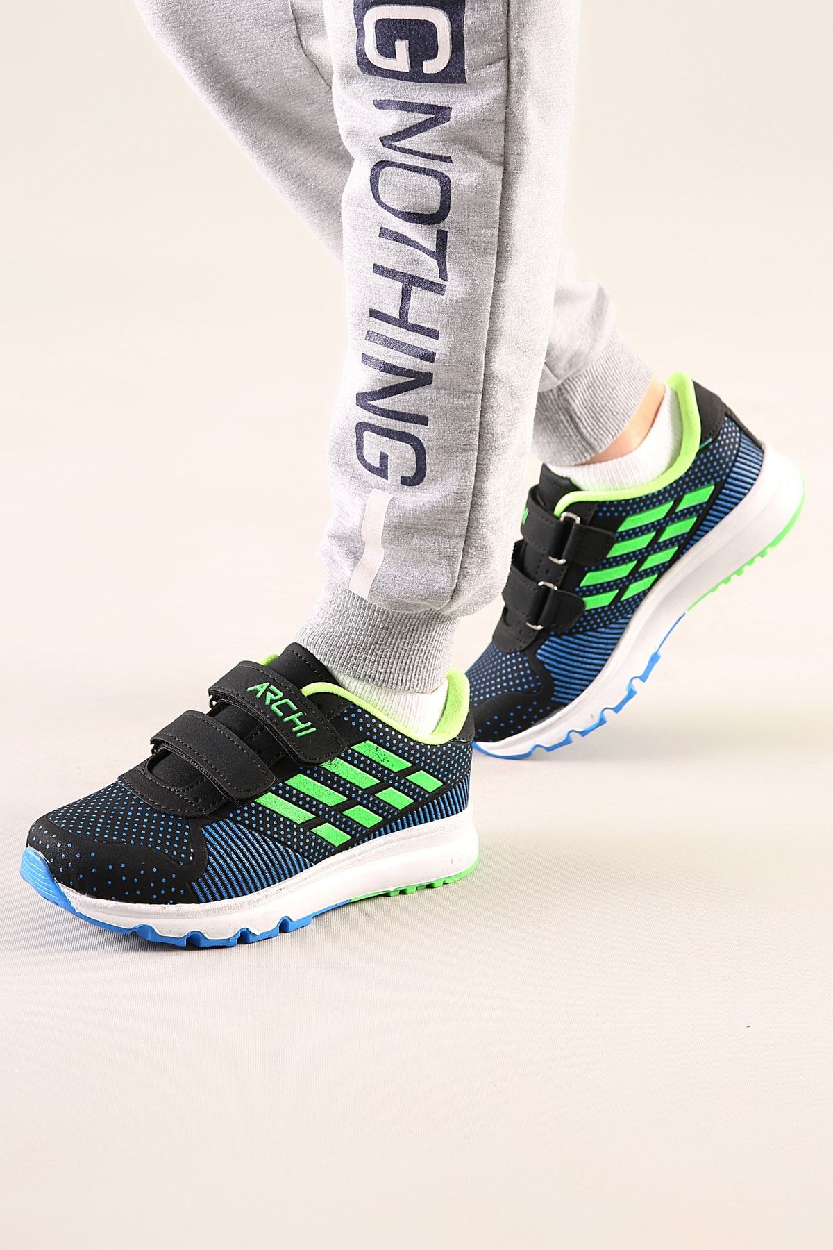 AYN-Shoes Çocuk Siyah-yeşil Anatomik Taban Günlük Spor Ayakkabı