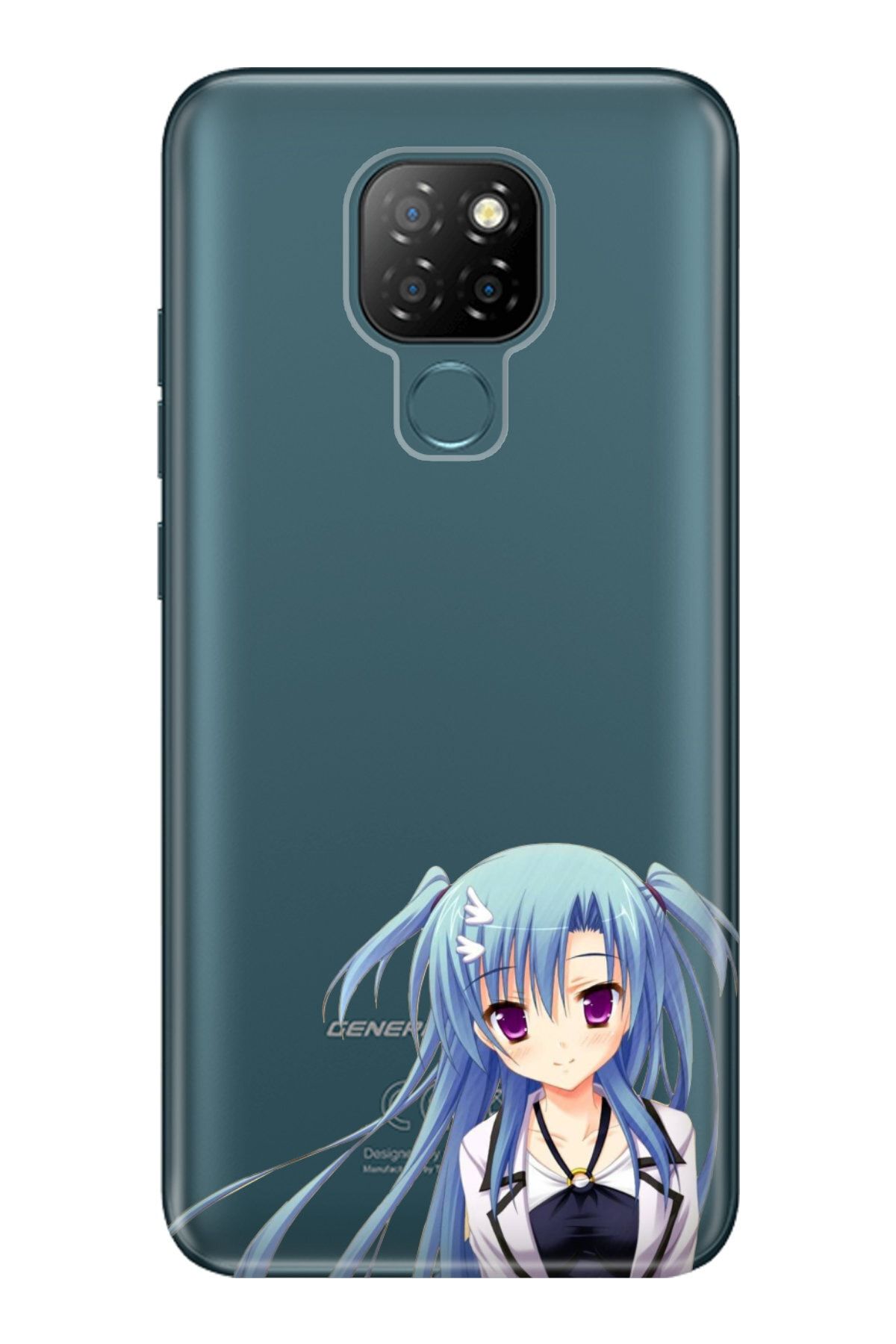 General Mobile Gm 20 Kılıf 0.4mm Lazer Kesim Silikon Kapak Mavi Anime Kız