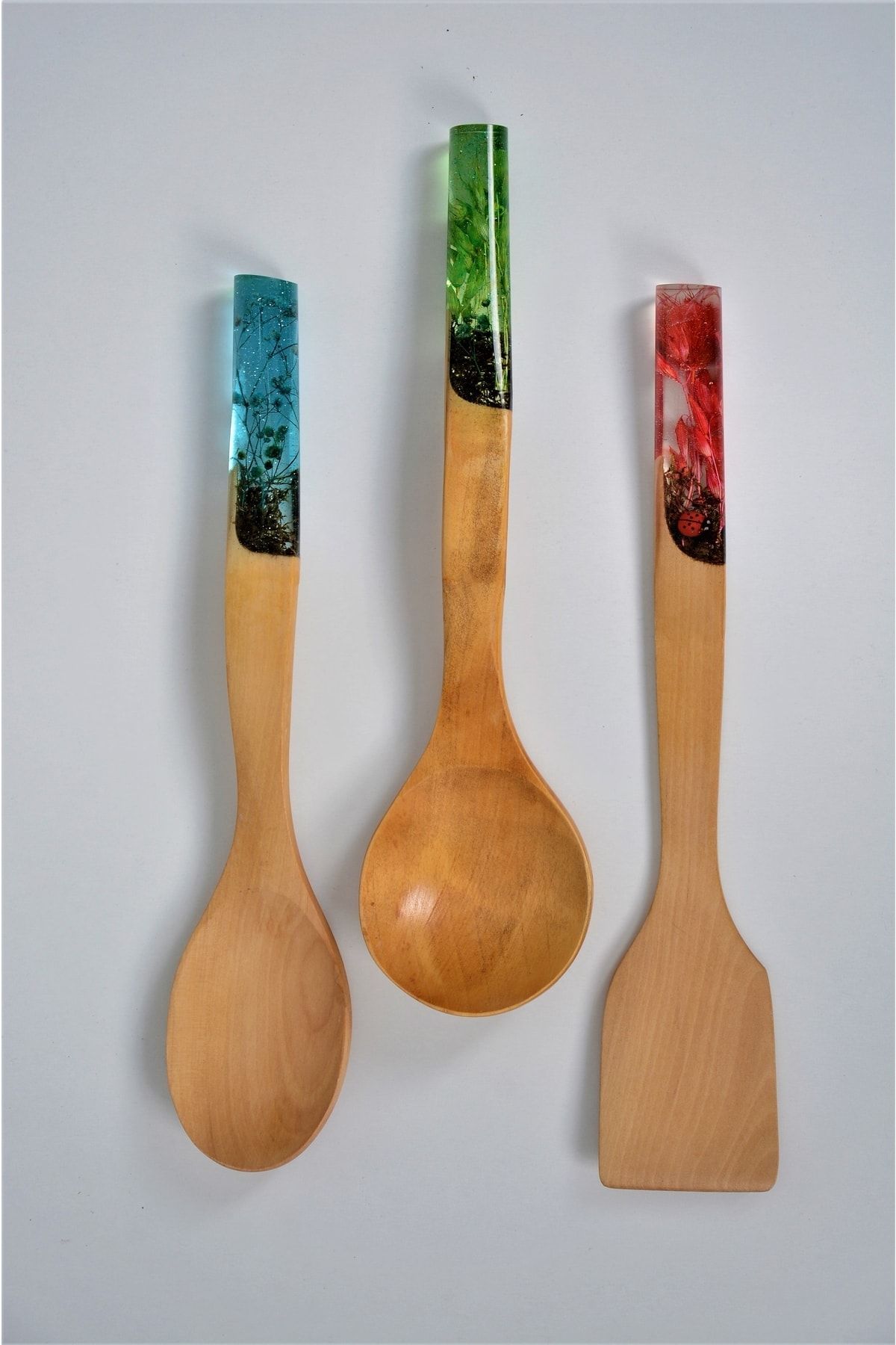 LOTUSSPOON Colorful Serisi / El Yapımı Bambu Kaşık Seti 3'lü Set / Ahşap-tahta-kasik , Kepçe, Spatula