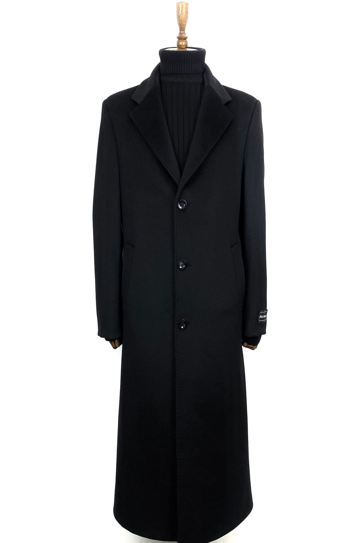 ŞAN GİYİM 1080 Erkek Spesiyal Siyah Ceket Yaka Uzun Palto