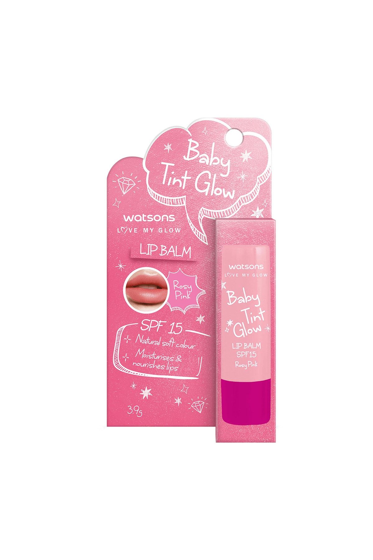 Watsons Baby Tint Glow Up Lip Balm Rosy Pink 3.9 Gr