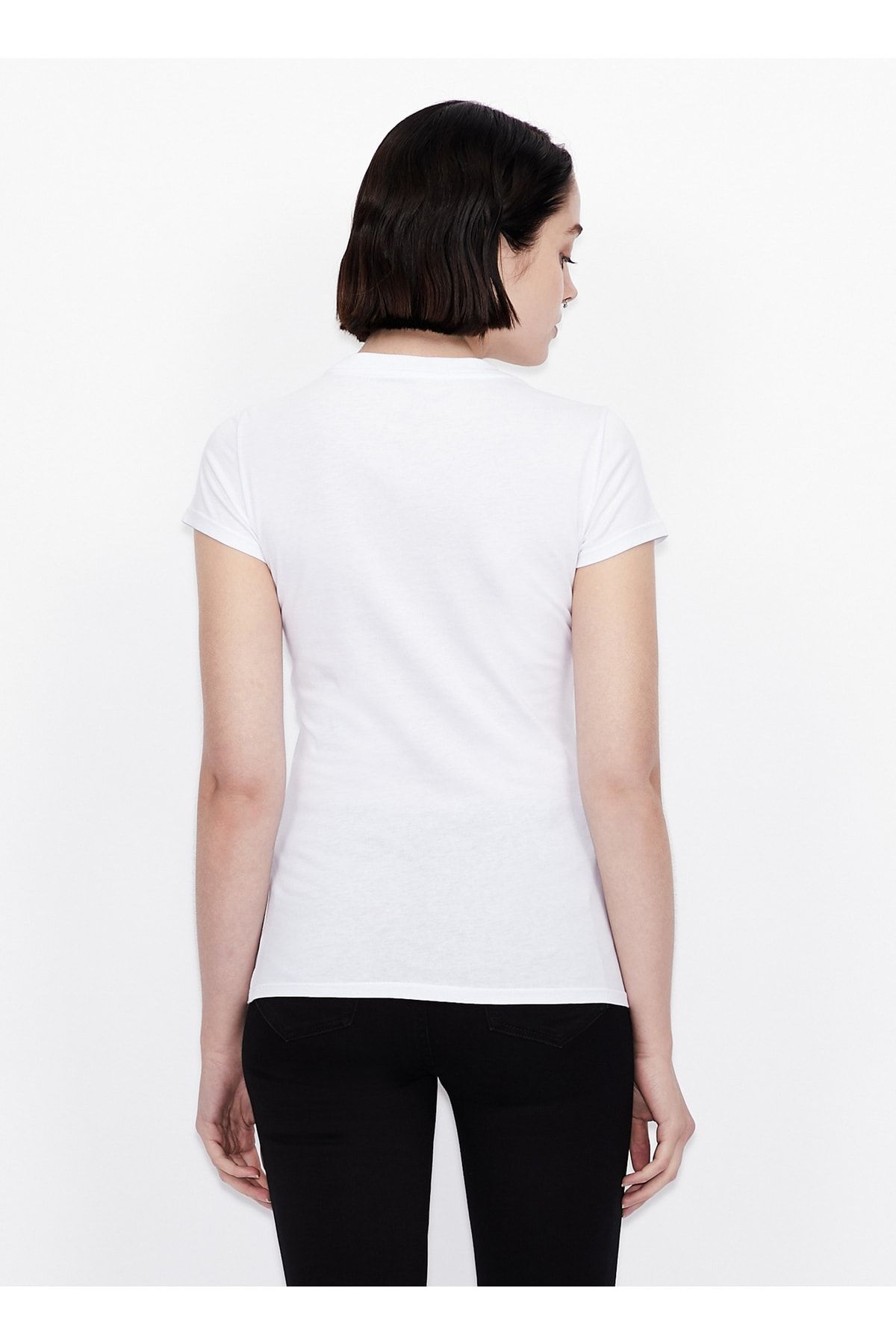 Armani Exchange Beyaz - Gri Kadın T-shirt 8nytdl