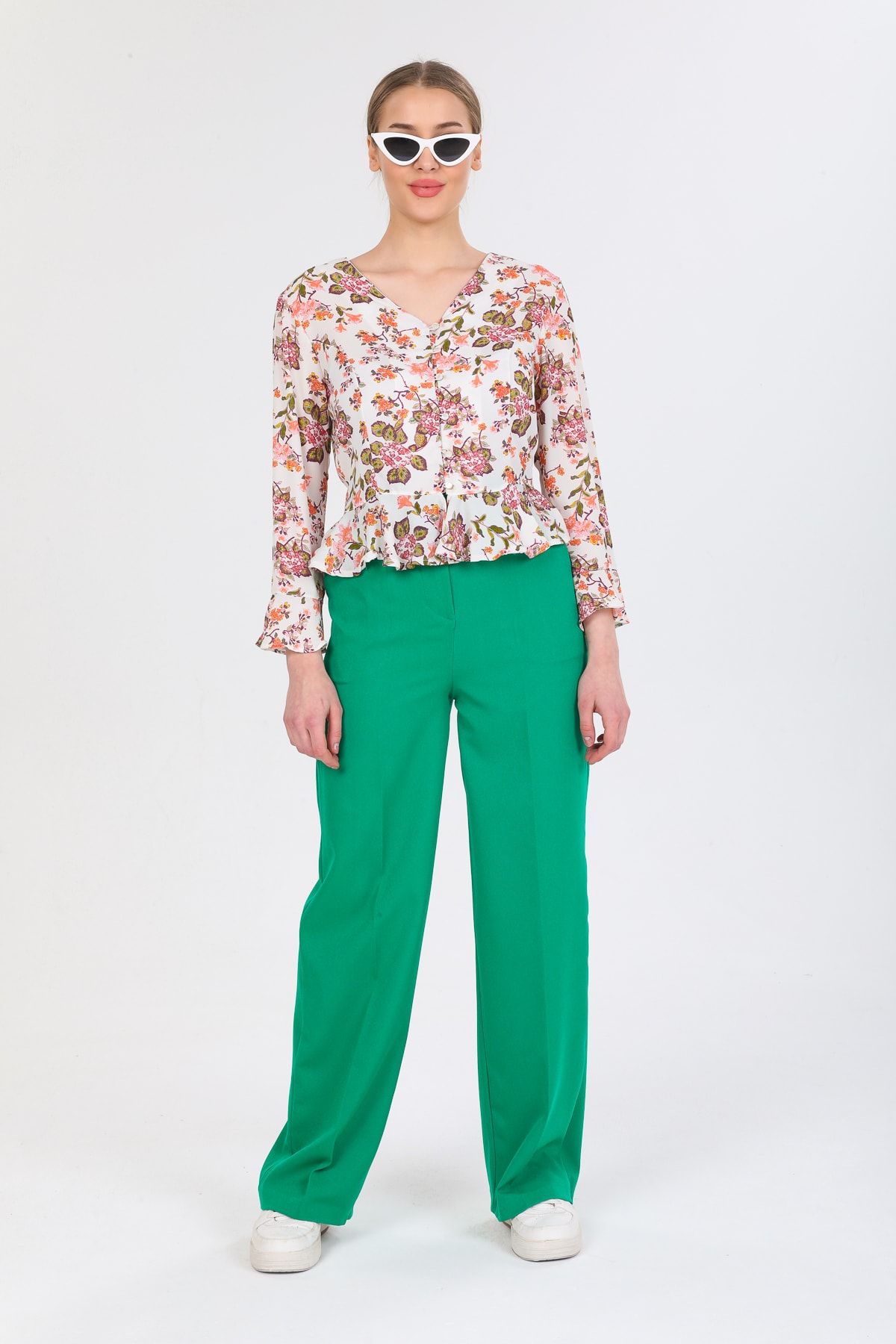 Pitti Kadın Çiçekli Bluz Gömlek 10183