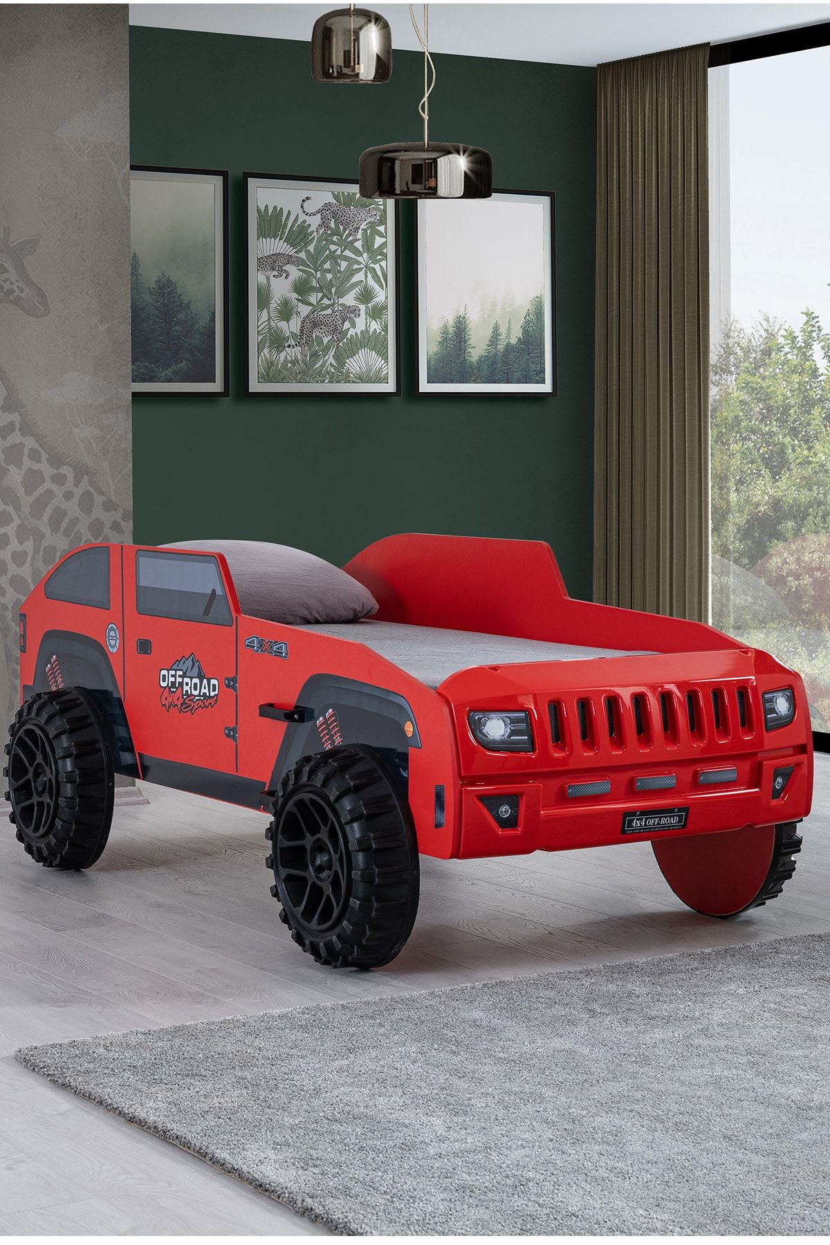Setay Arabalı Yatak, Jeep Arabalı Yatak 90x190, Kırmızı