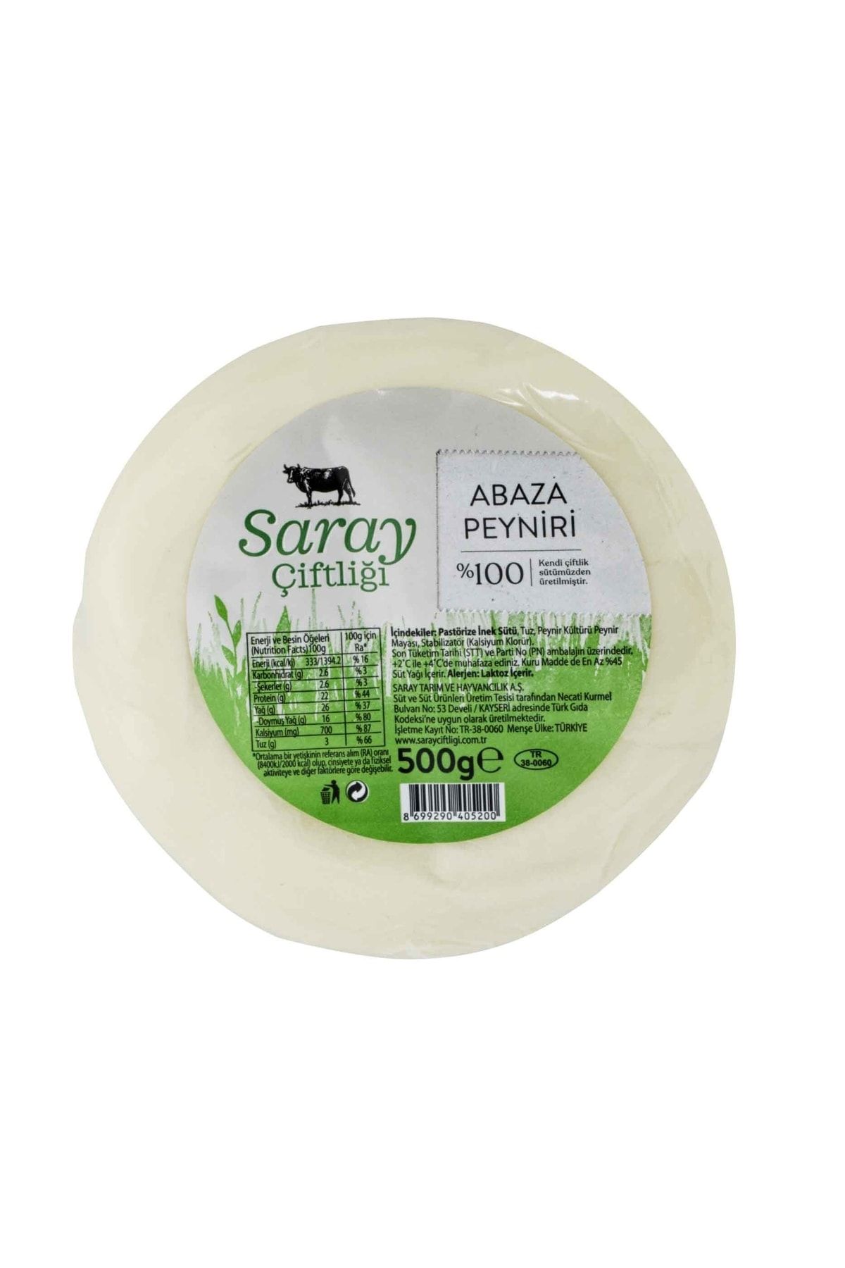 Saray Çiftliği Abaza Peyniri 500gr ( %100 Kendi Çiftlik Sütümüzden Üretilmiştir. )