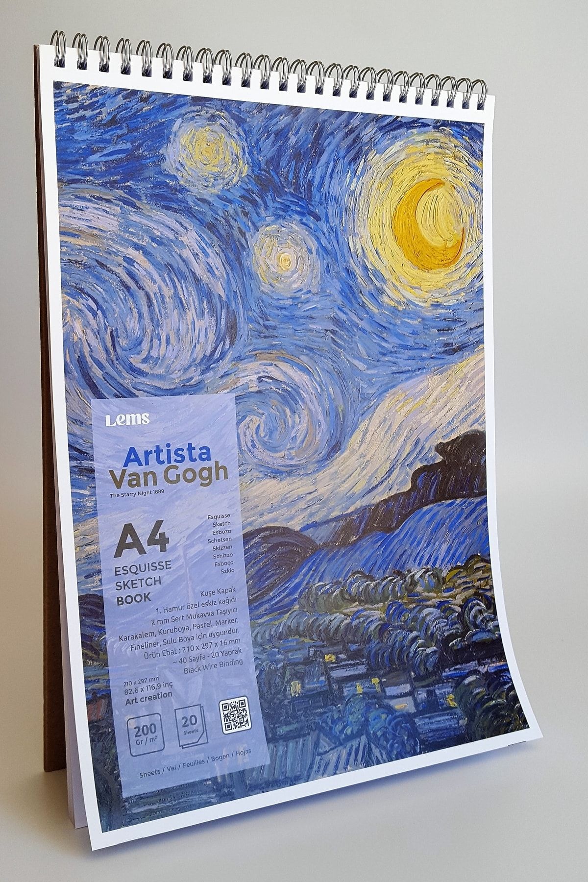 Lemsstudio Van Gogh - The Starry Night (YILDIZLI GECE) A4 Sketchbook Eskiz Defteri 200 Gr.