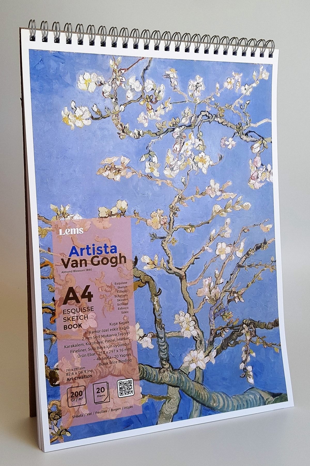 Lemsstudio Van Gogh - Almond Blossom (ÇİÇEK AÇAN BADEM AĞACI) A4 Sketchbook Eskiz Defteri 200 Gr.