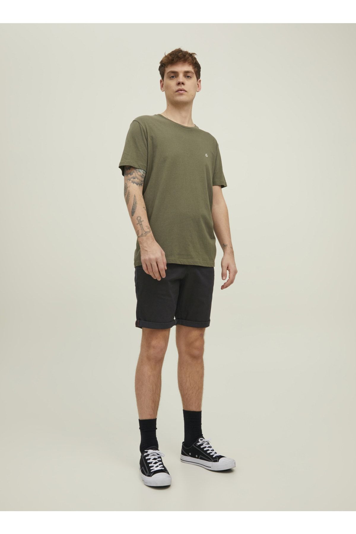 Jack & Jones 12165604_jpstbowie Jjshorts Solid Normal Bel Düz Siyah Erkek Şort