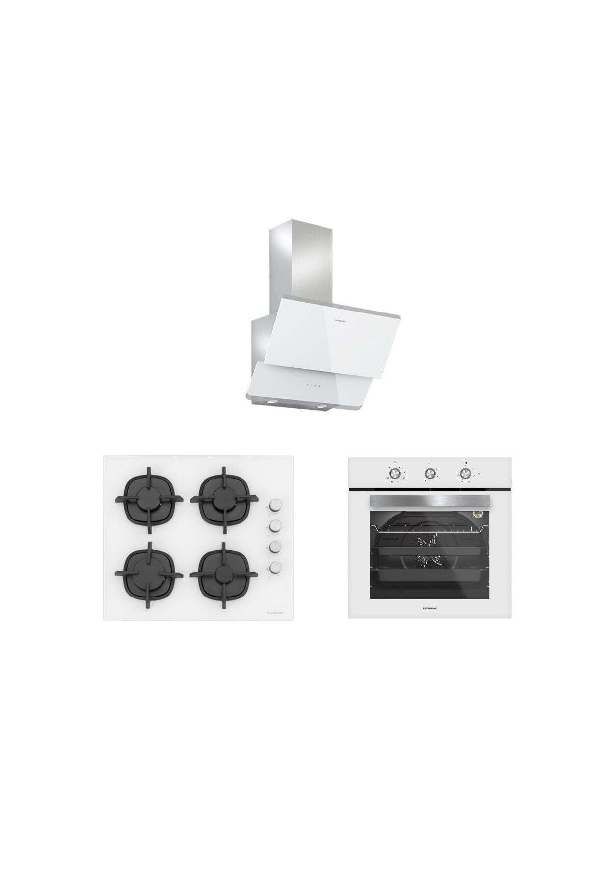 3'lü Beyaz Cam Ankastre Set (3490 Oslo 60 Beyaz55cs5343w0155bo6503w01)