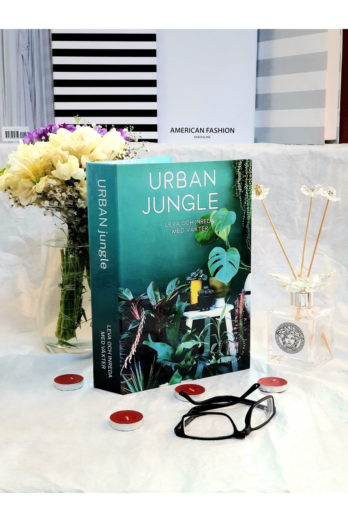 Saccura Decor Dekoratif Kitap Kutusu Urban Jungle Yeşil Bitki Kitap Kutu