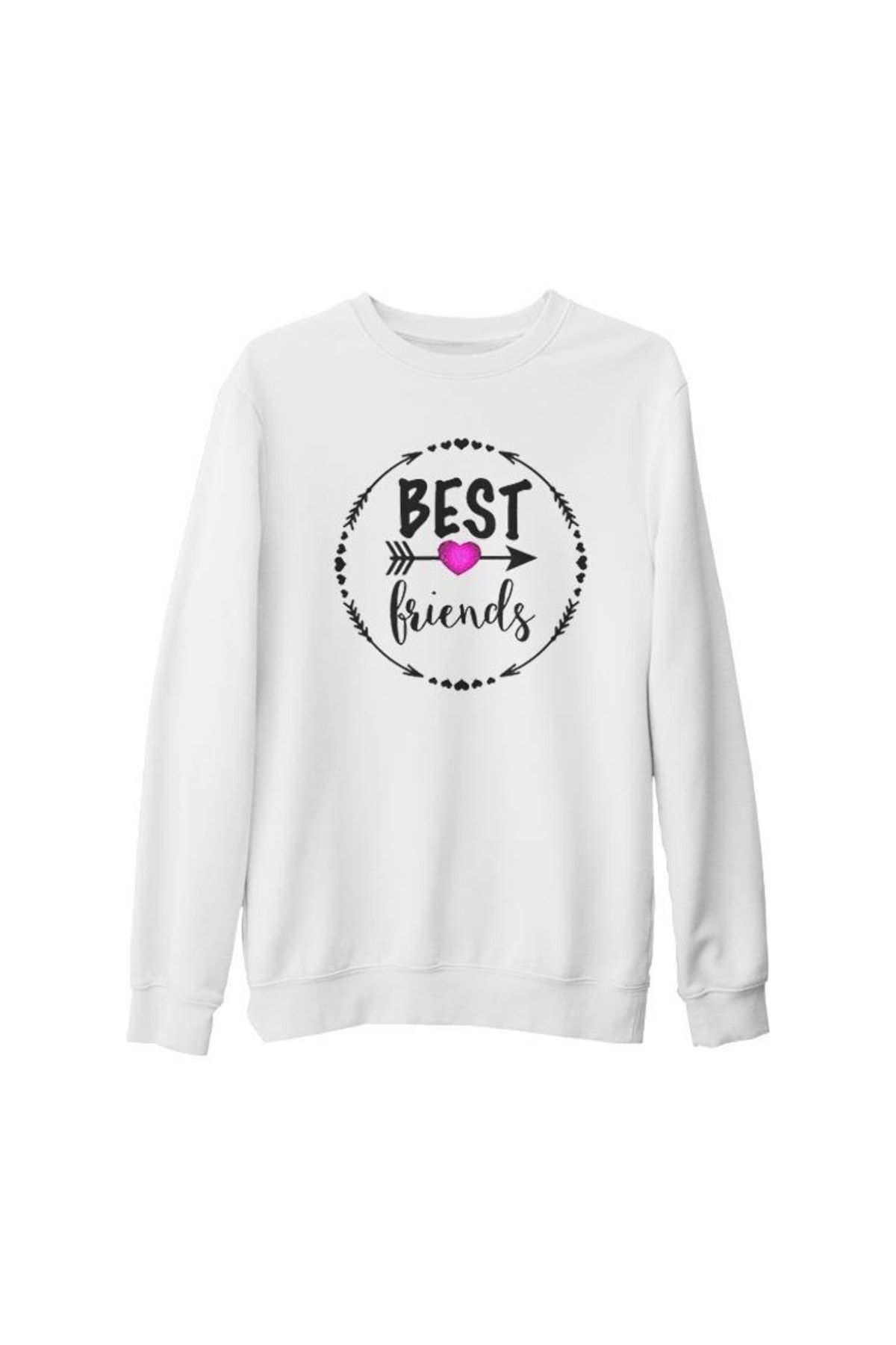Lord T-Shirt Unisex Beyaz Best Friends F2 Kalın Sweatshirt