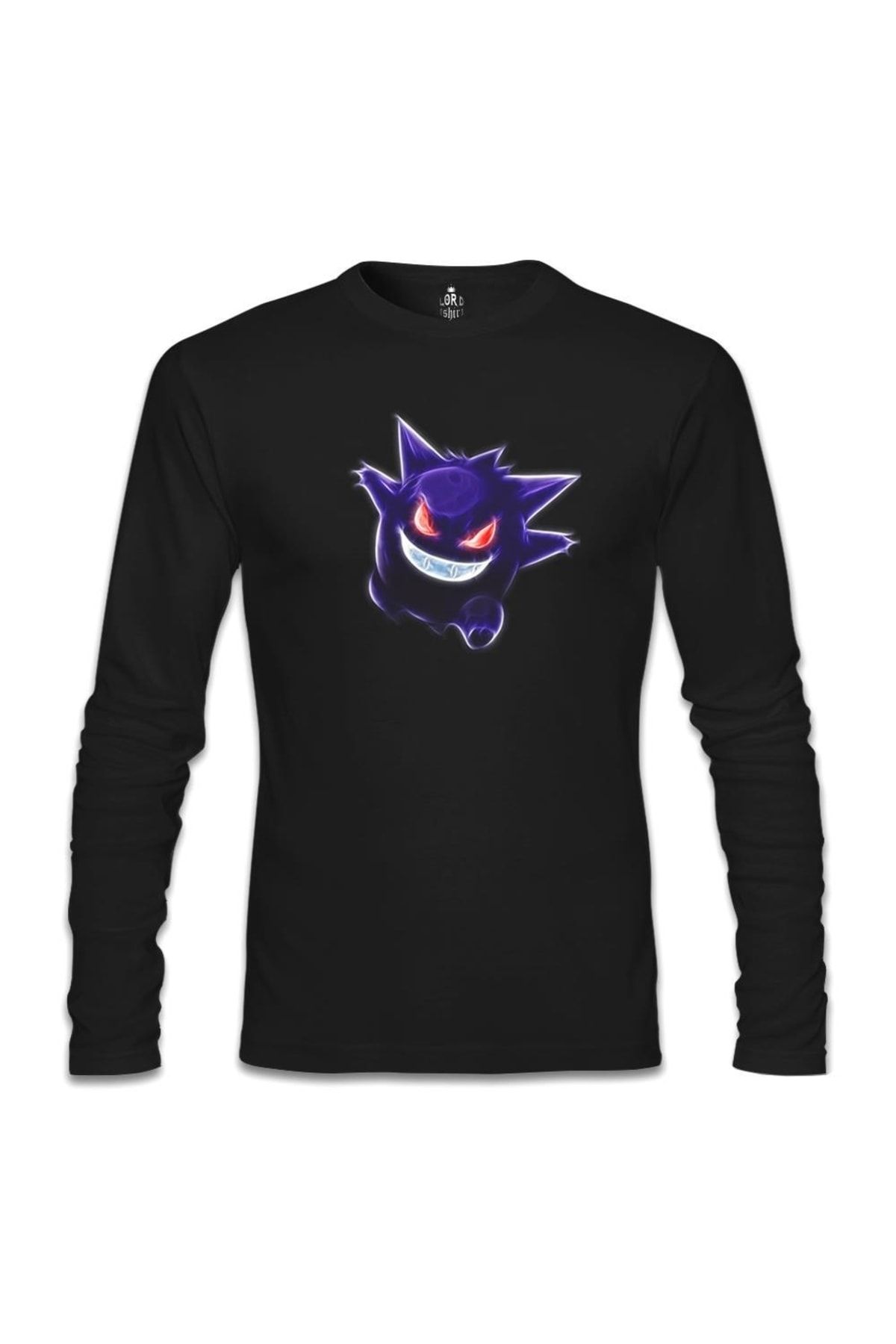 Lord T-Shirt Erkek Siyah Pokemon Go Gengar Sweatshirt sl-852