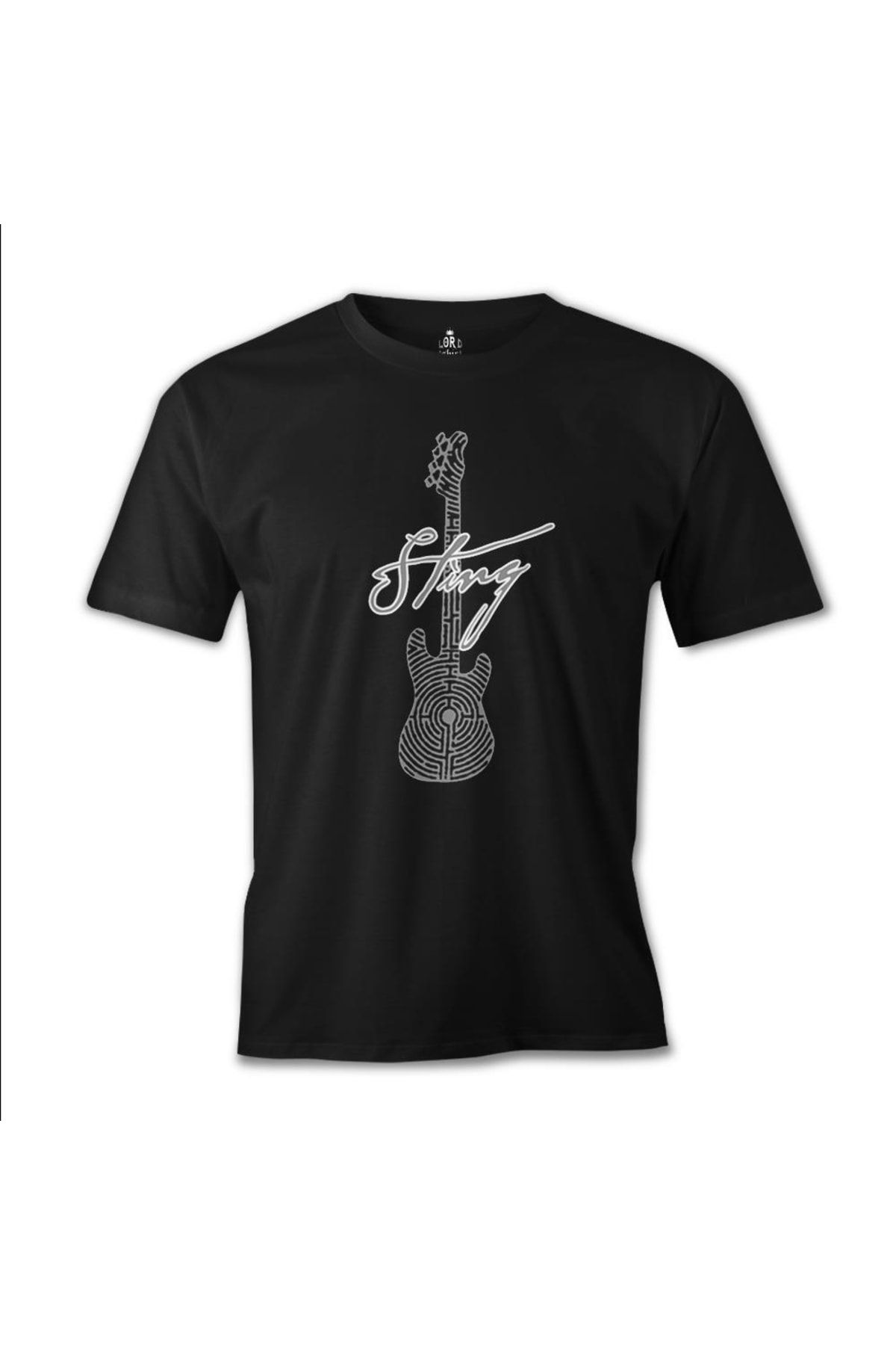 Lord T-Shirt Erkek Siyah Sting Guitar Tshirt es-849