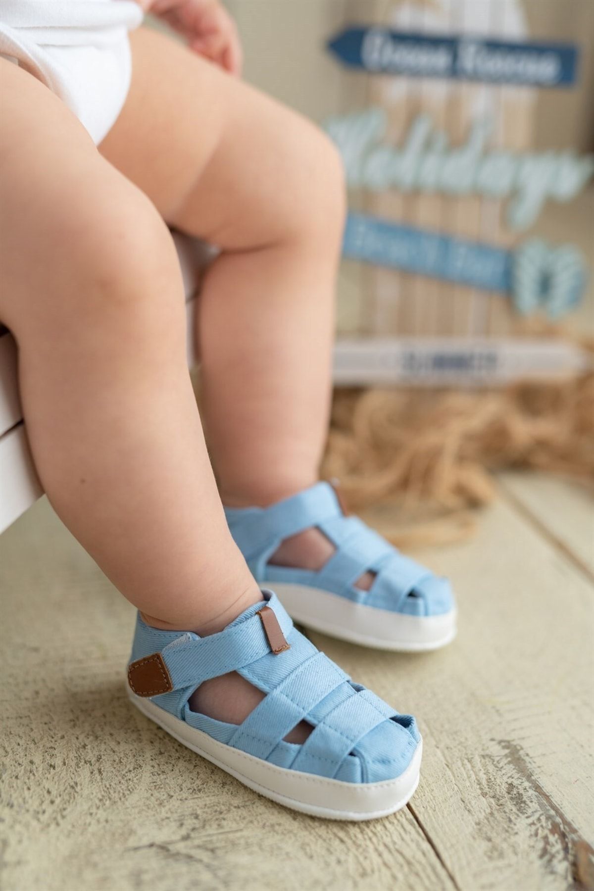 First Step Mavi Bebek Cırt Cırtlı Sandalet Patik