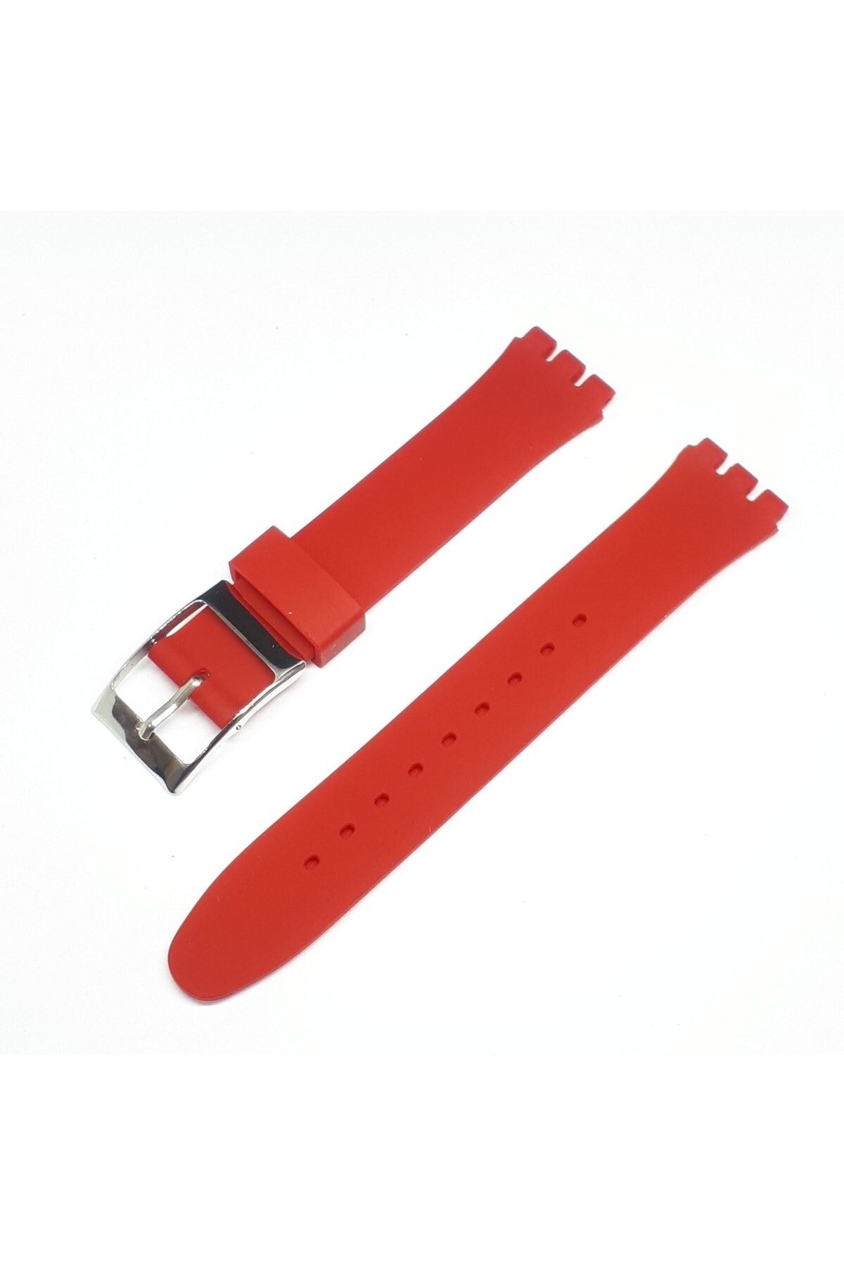 Swatch 17mm Uyumlu Kırmızı Slikon Saat Kordonu