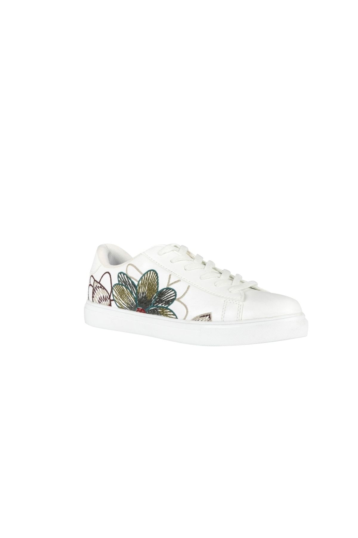 Mudo Kadın Beyaz Çiçek İşlemeli Sneaker Spor Ayakkabı 1196505