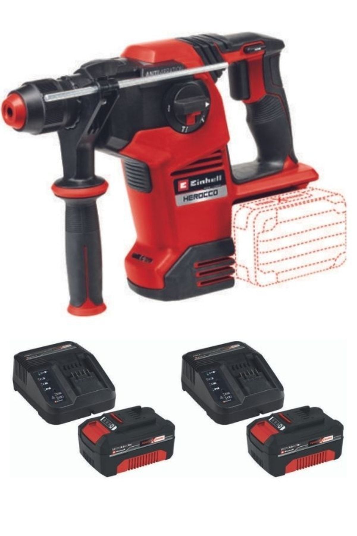 Einhell Herocco 36/28 Akülü Pnömatik Darbeli Kırıcı Delici 2x4.0ah Starter Kit Çantalı Set