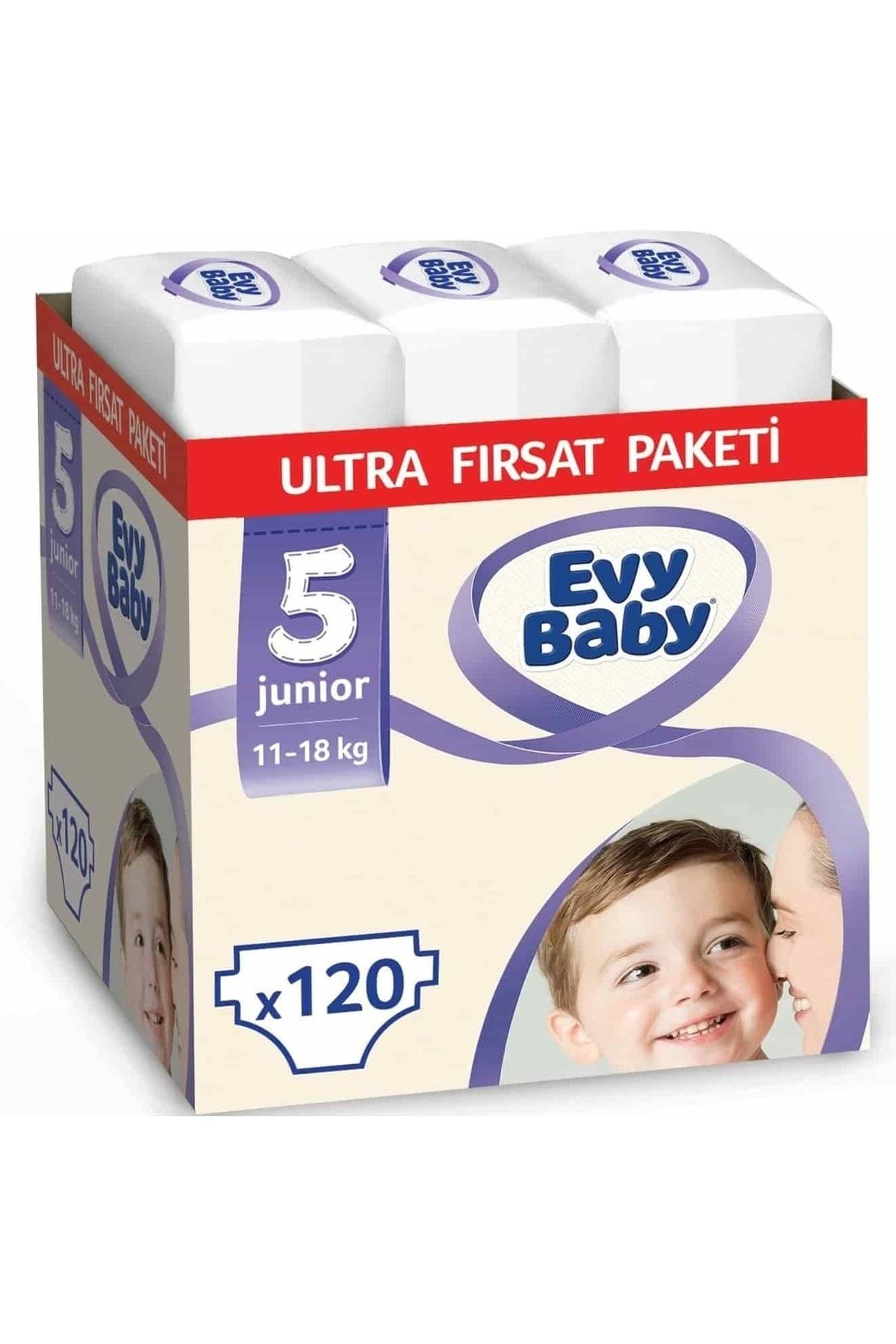 Evy Baby Bebek Bezi 5 Beden Junior Ultra Fırsat Paketi 120 Adet