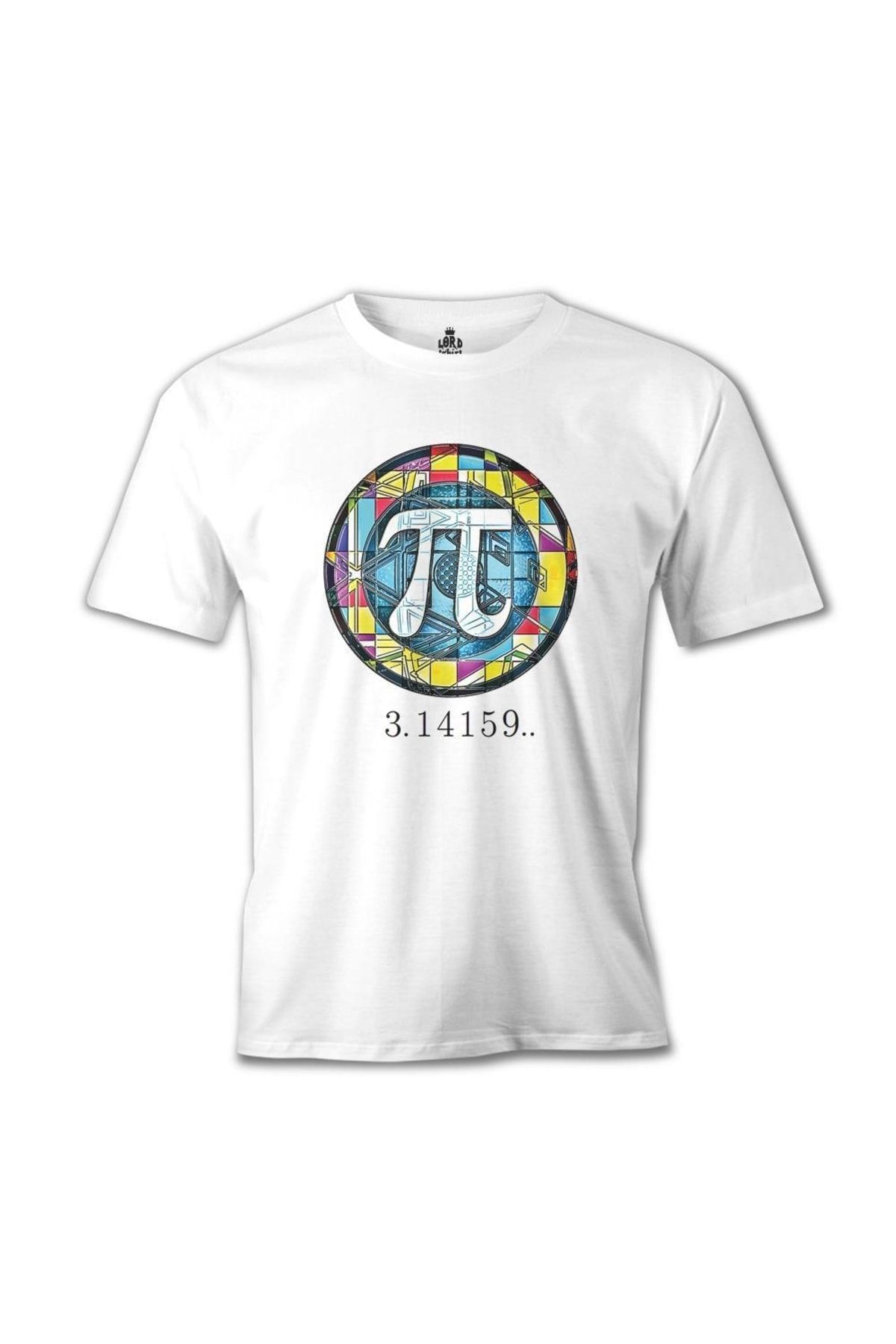 Lord T-Shirt Erkek Beyaz Matematik Pi 15 Beyaz Erkek Tshirt MB-628