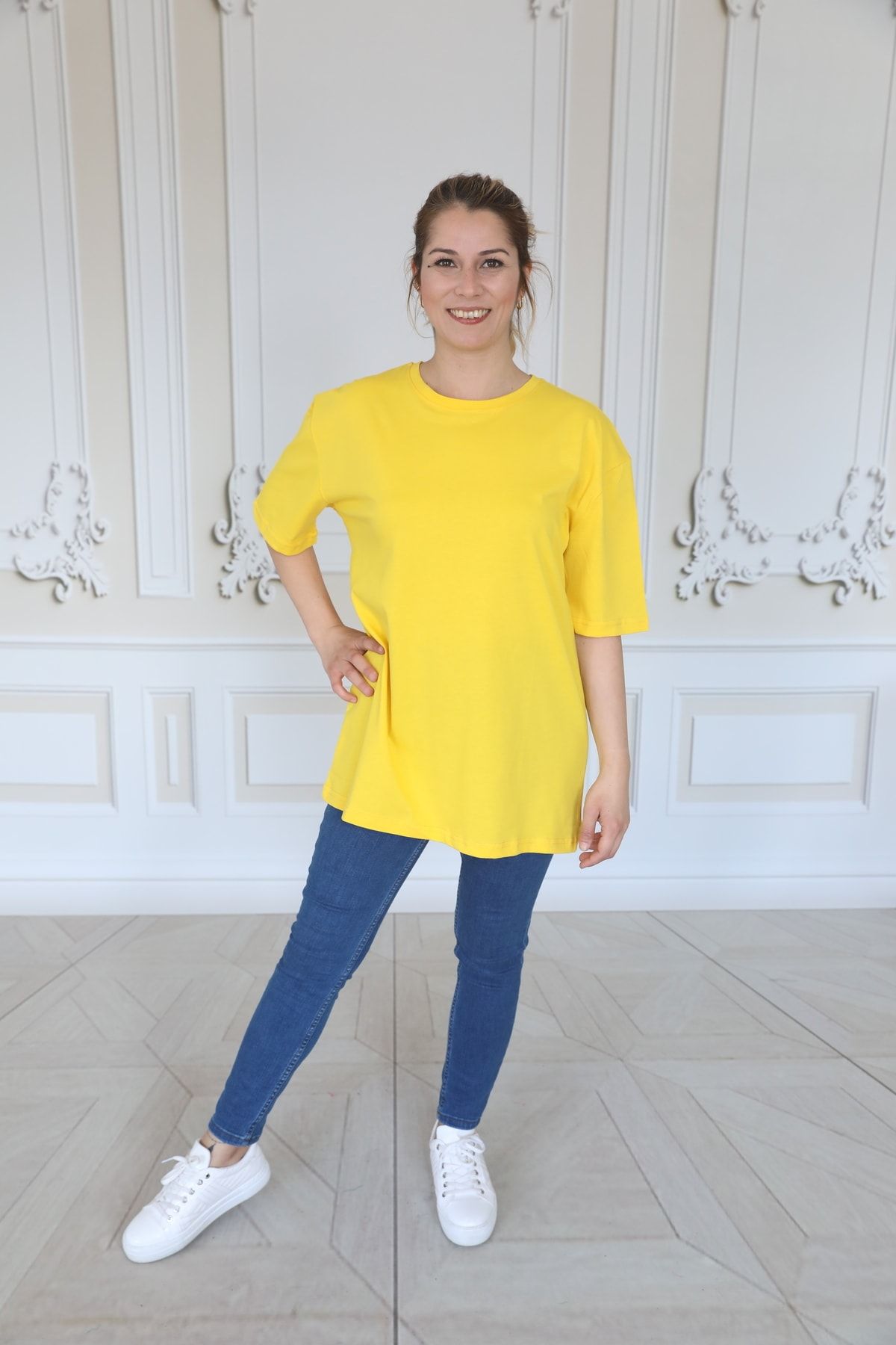 La Brezza Sarı Yarım Kollu Basic Tshirt