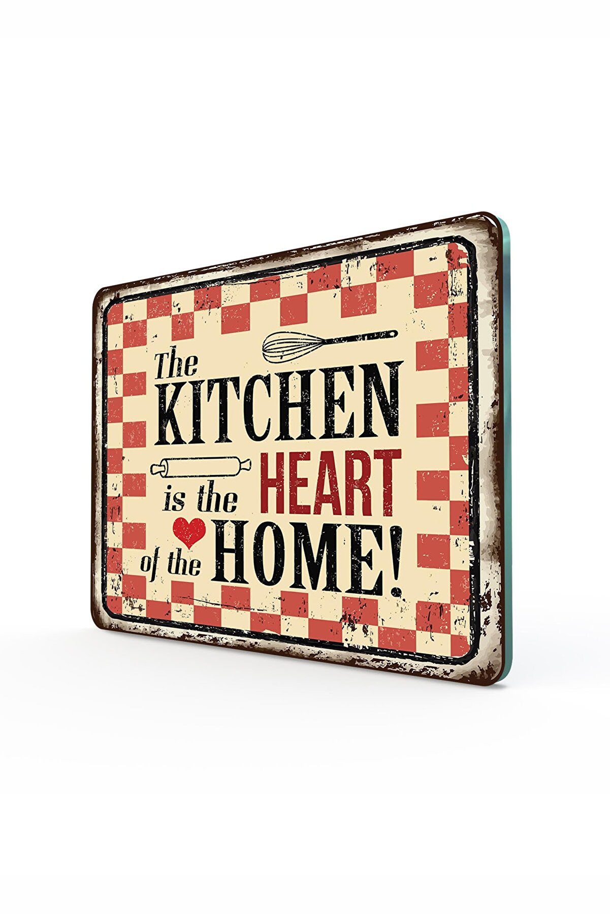 Decovetro My Kitchen Heart Görünümlü | Cam Kesme Tahtası - Kesim Tablası | 20 X 30 Cm