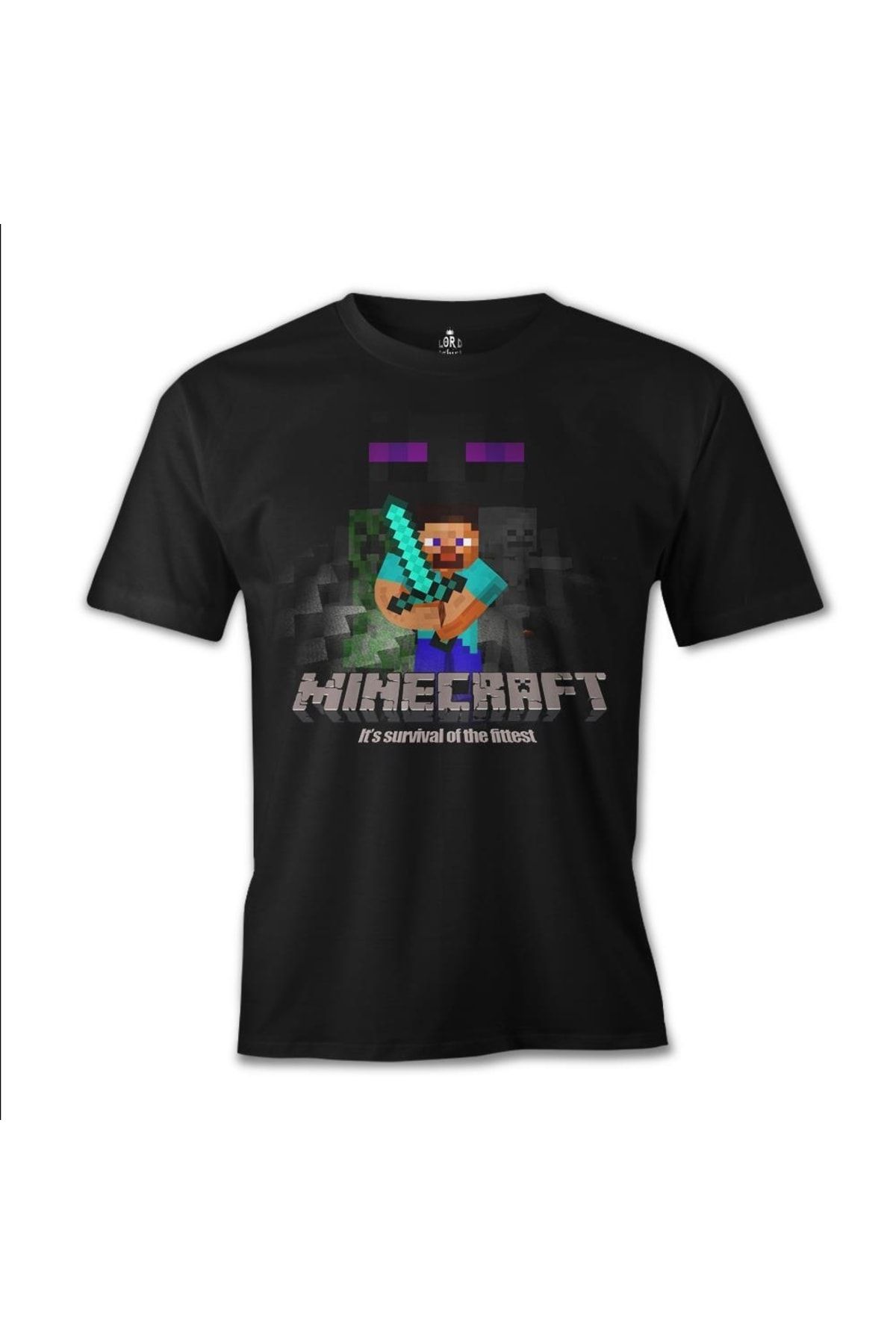 Lord T-Shirt Erkek Siyah Minecraft Survival Of The Fittest Tshirt