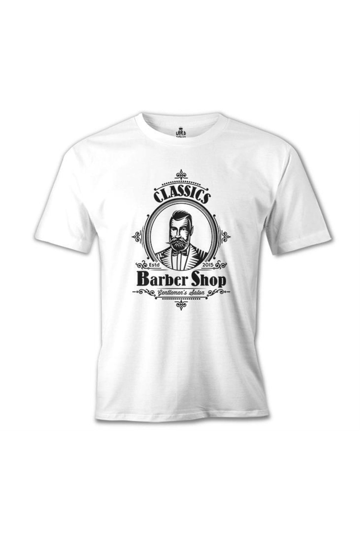 Lord T-Shirt Erkek Beyaz Barber Shop T-Shirt