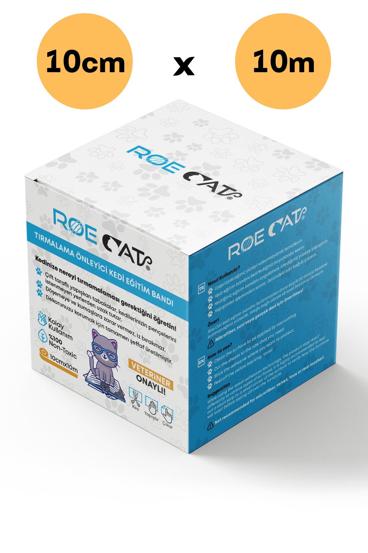 Roe Cat Kedi Eğitim Bandı, Mobilyalar Için Tırmalamaya Karşı Önleyici, %100 Şeffaf, Non-toxic, 10cm X 10m