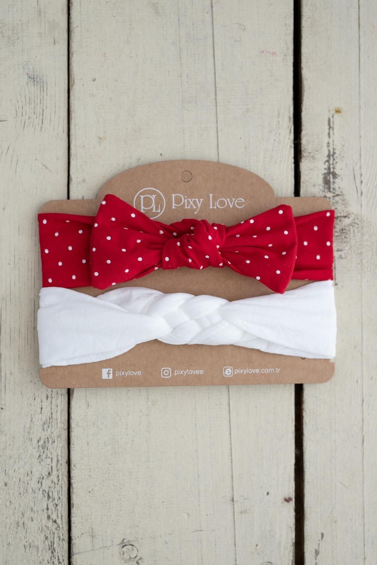 Pixy Love Kırmızı Kız Bebek 2'li Bandana Set Paola