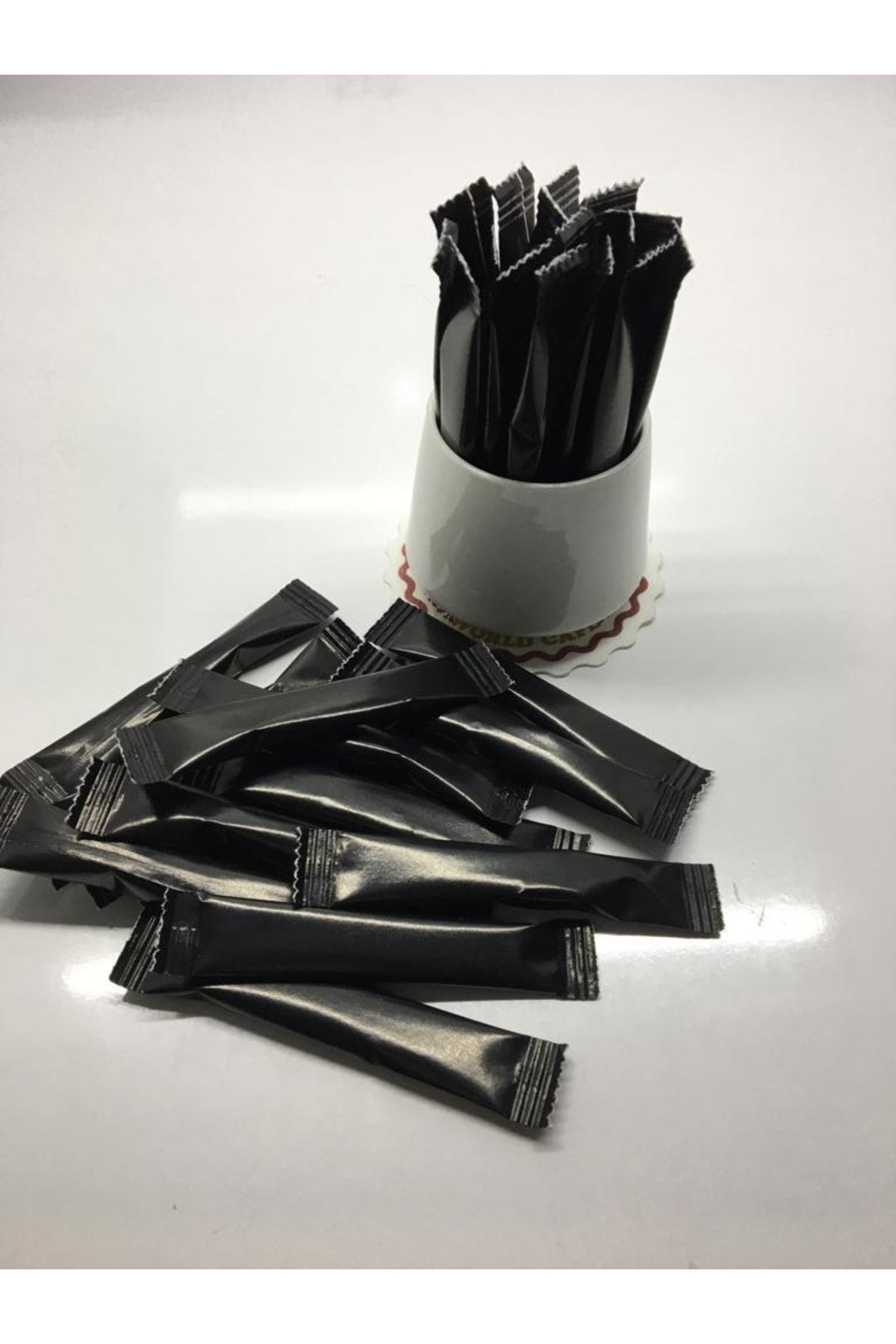 Merpak Ambalaj Stick Şeker Siyah Baskılı Stick Toz Şeker 3 Gr X 200'lü