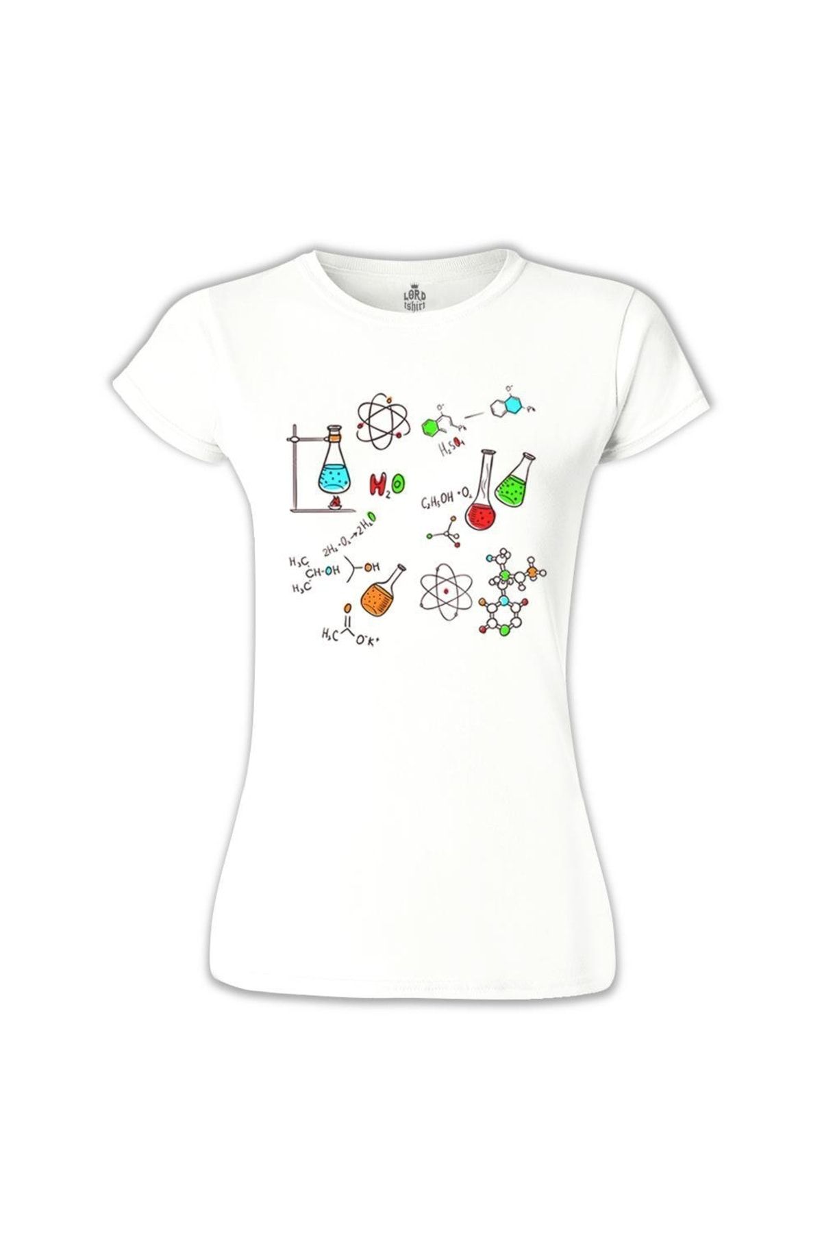 Lord T-Shirt Kadın Beyaz Kimya Formül T-shirt BB-665