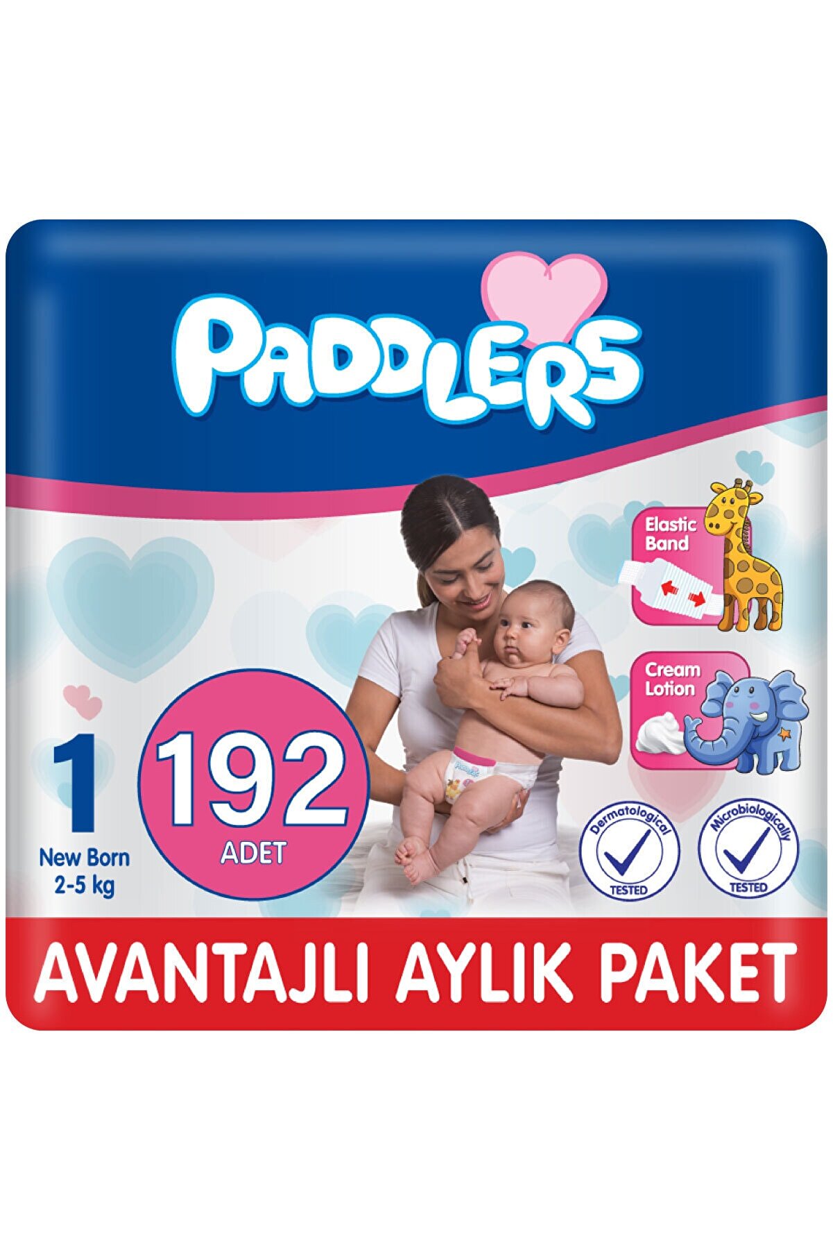 Paddlers Bebek Bezi 1 Numara Yenidoğan 192 Adet (2-5 KG) Aylık Paket
