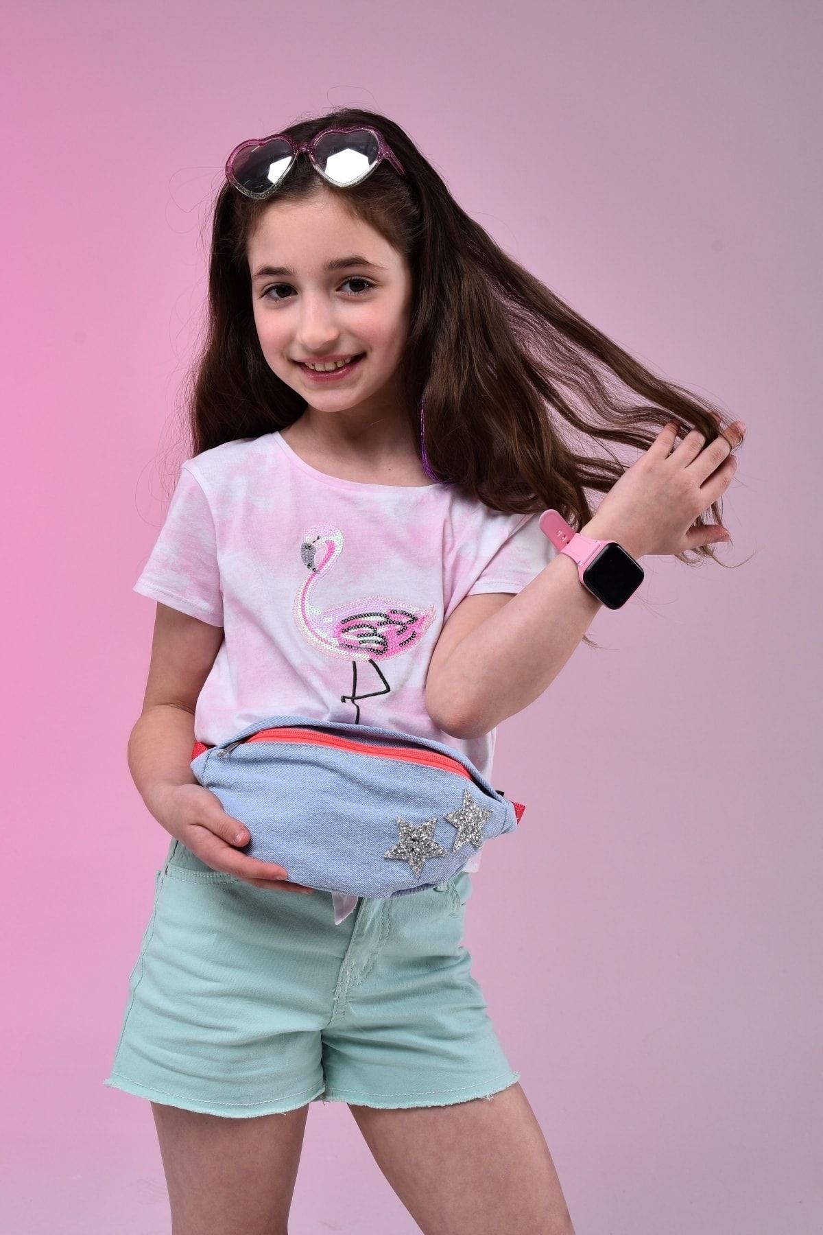ICONE BAG Kız Çocuk Bel Çantası, Kot Yıldız Detaylı Çocuk Bel Çantası, Fermuarlı Ve Tek Cepli Çanta