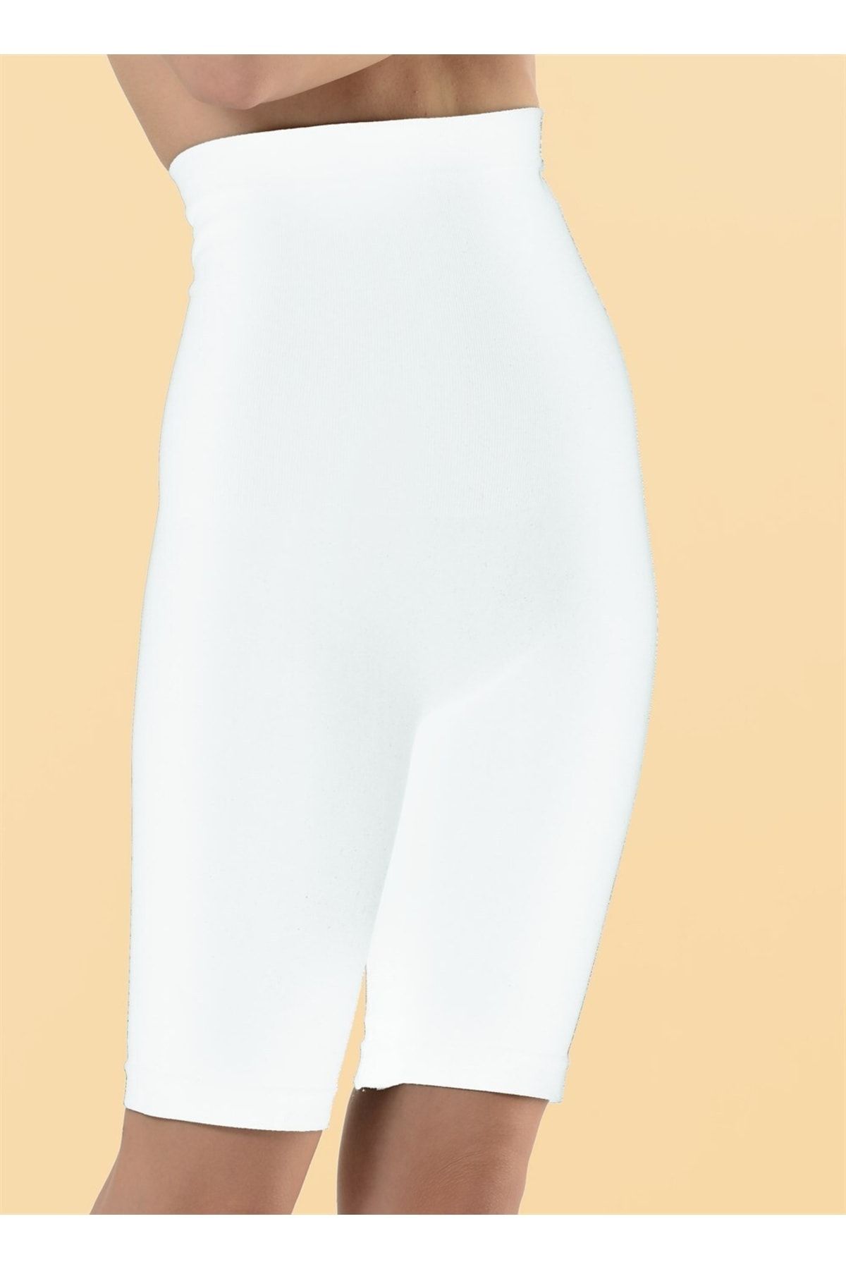 Letti Formfit Beyaz Beden Küçülten Seamless Dikişsiz Mideli Uzun Paçalı Korse Şl905