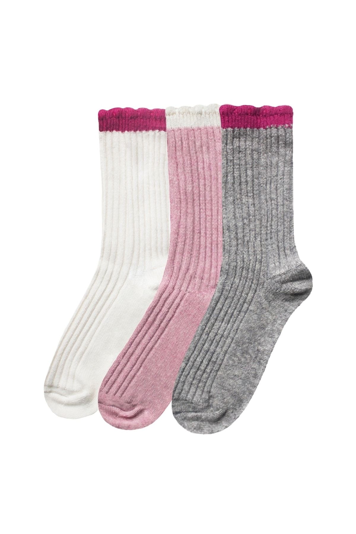 UNLIMITED LEGWEAR 3lü Kalın Kışlık Yün Ve Kaşmir Karışımlı Bileği Dilimli Kadın Çorap Seti