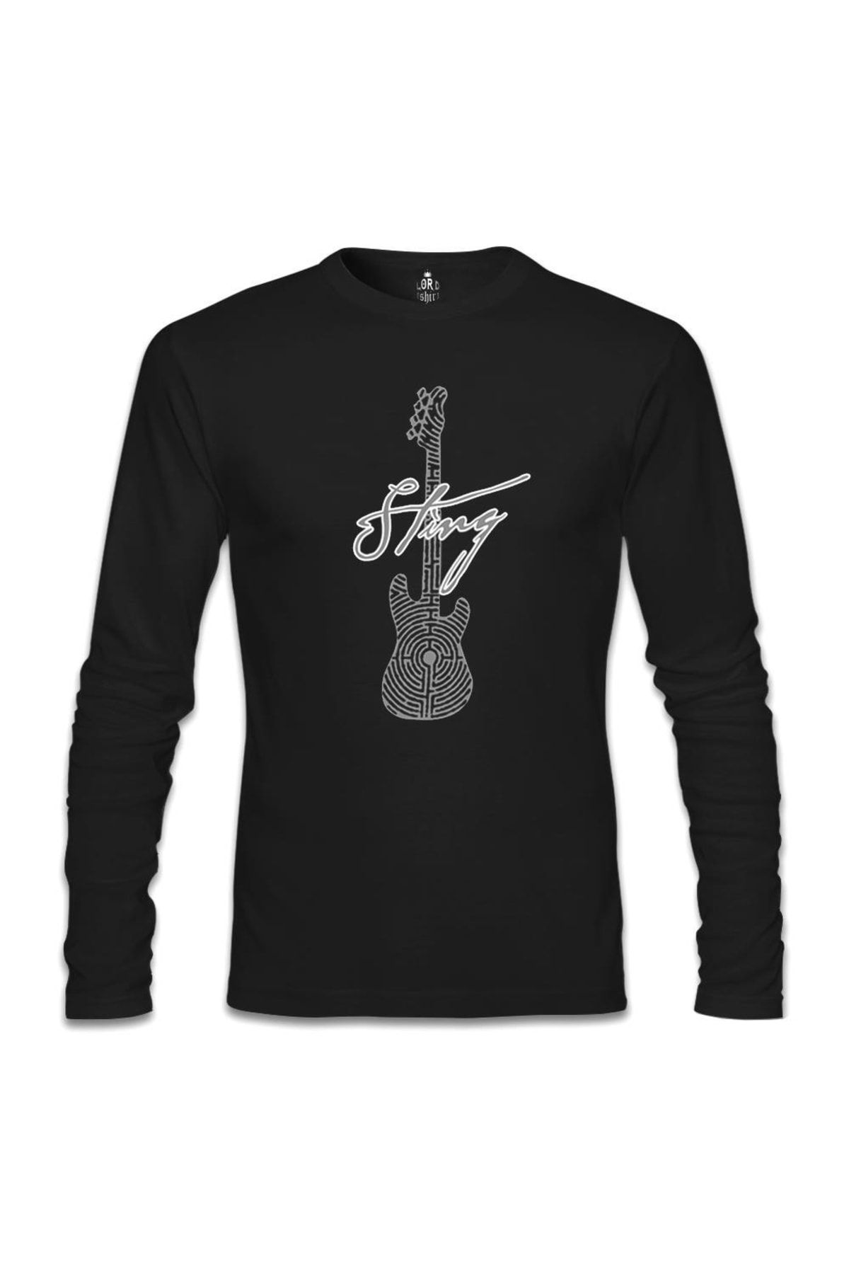 Lord T-Shirt Erkek Siyah Sting Guitar Sweatshirt sl-849
