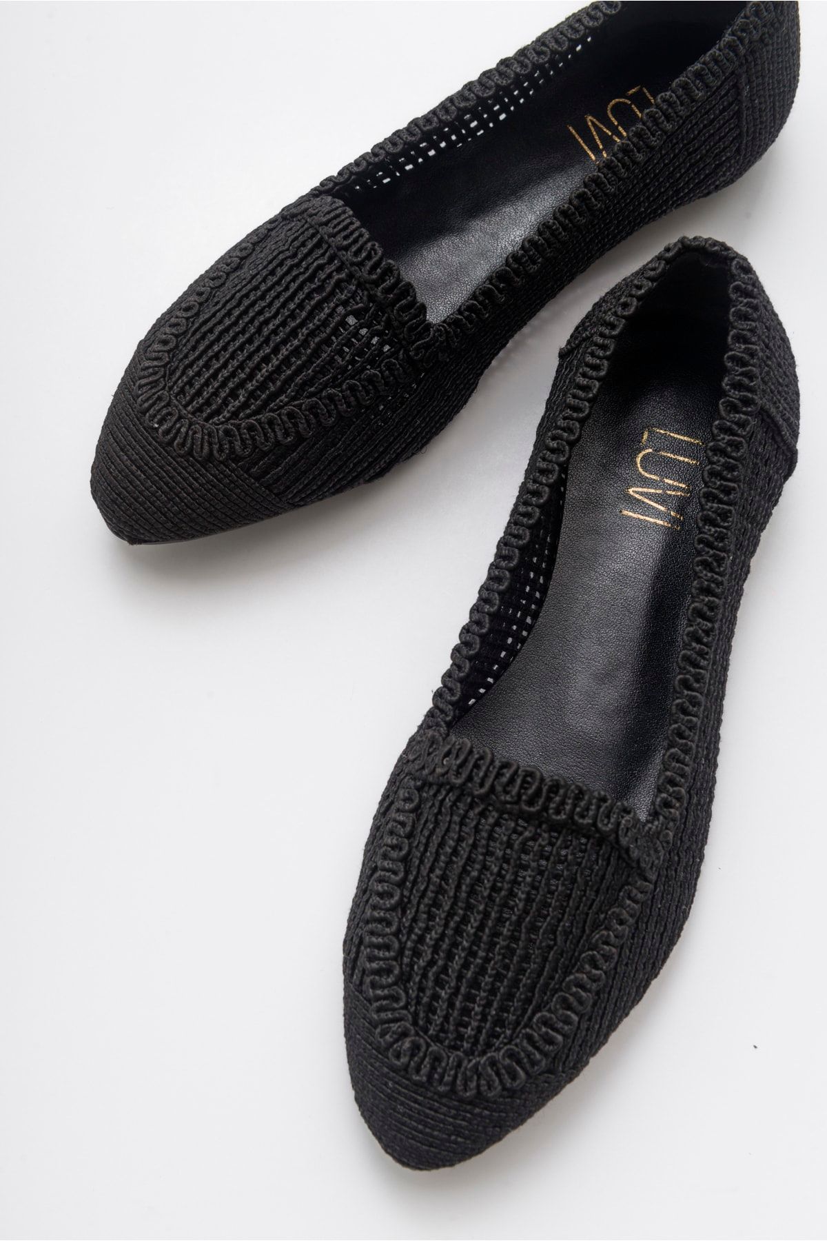 luvishoes Kadın Siyah Örme Babet Ayakkabı 101