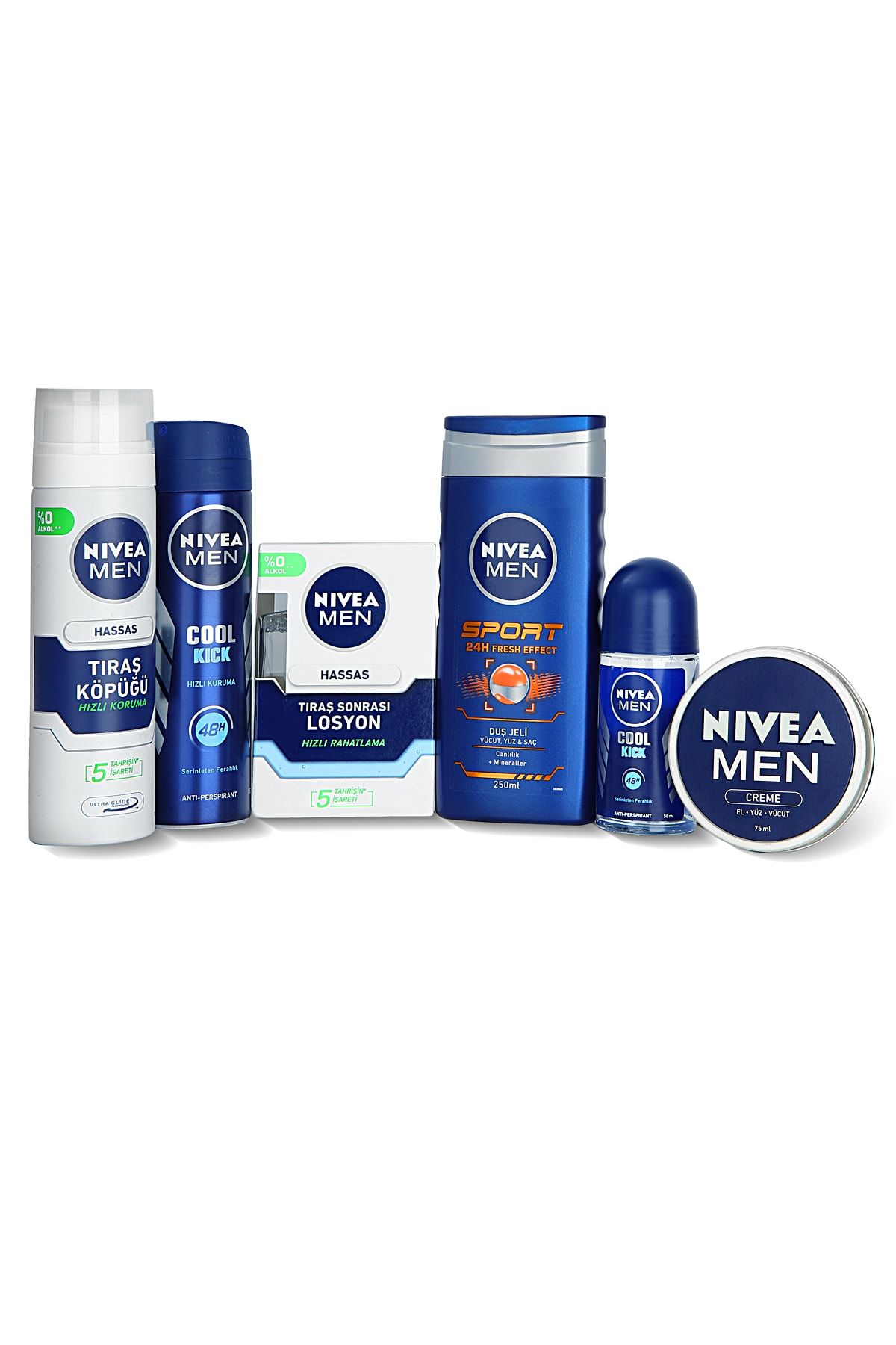 NIVEA Men Erkek Hassas Cilt Bakım Seti + El Yüz Vücut Kremi 75 ml