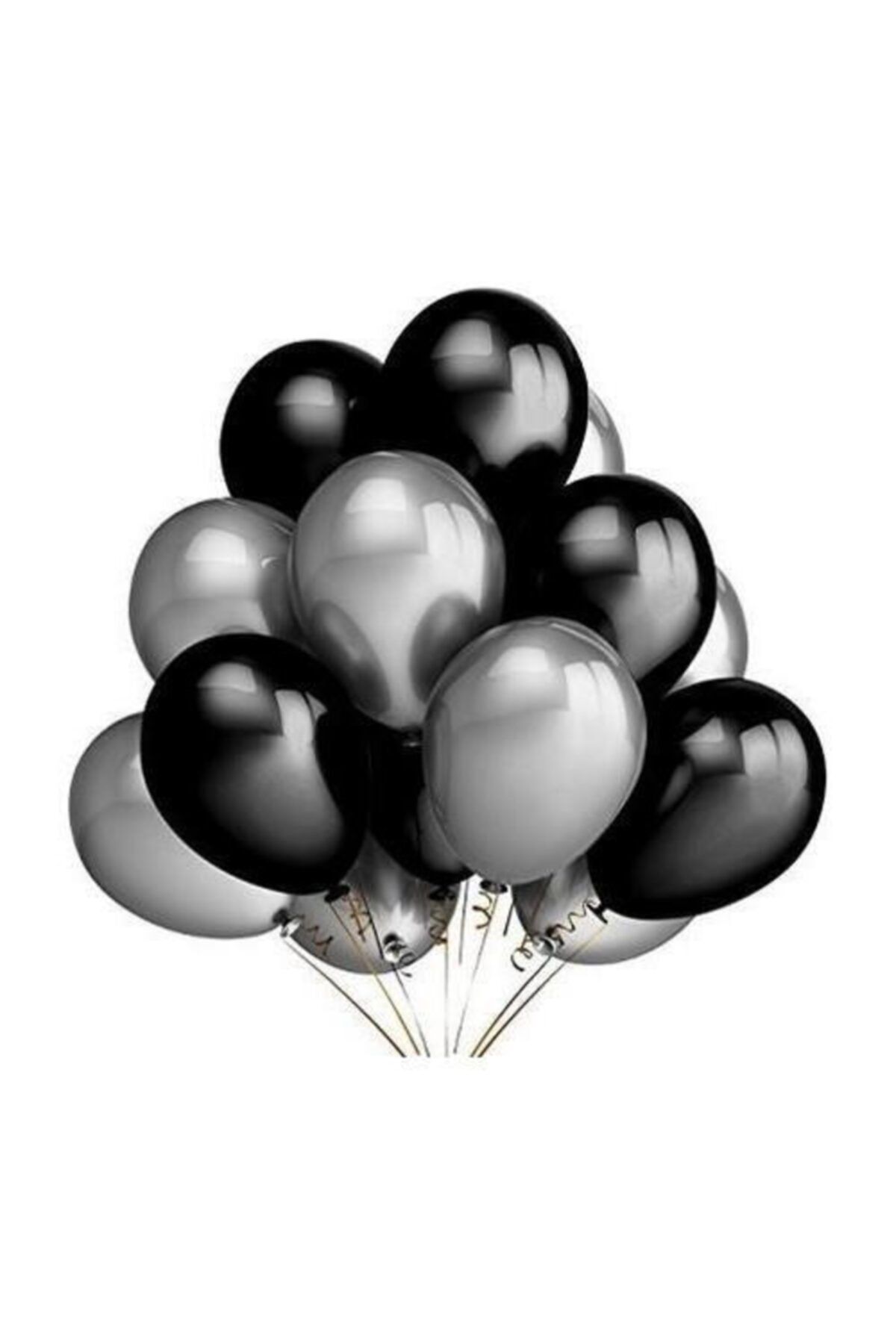 Parti Dolabı 25 Adet Metalik Sedefli Siyah-gümüş Gri Karışık Balon Helyumla Uçan