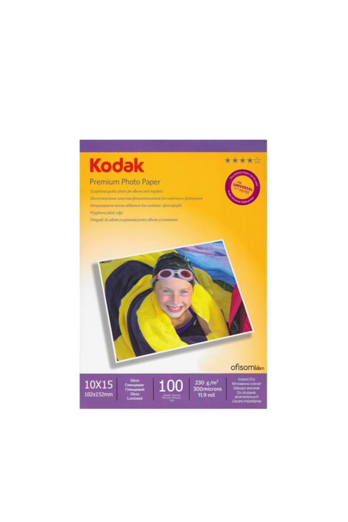 Kodak Premium Glossy,parlak 10x15 230gr/m² Fotoğraf Kağıdı 100 Yaprak