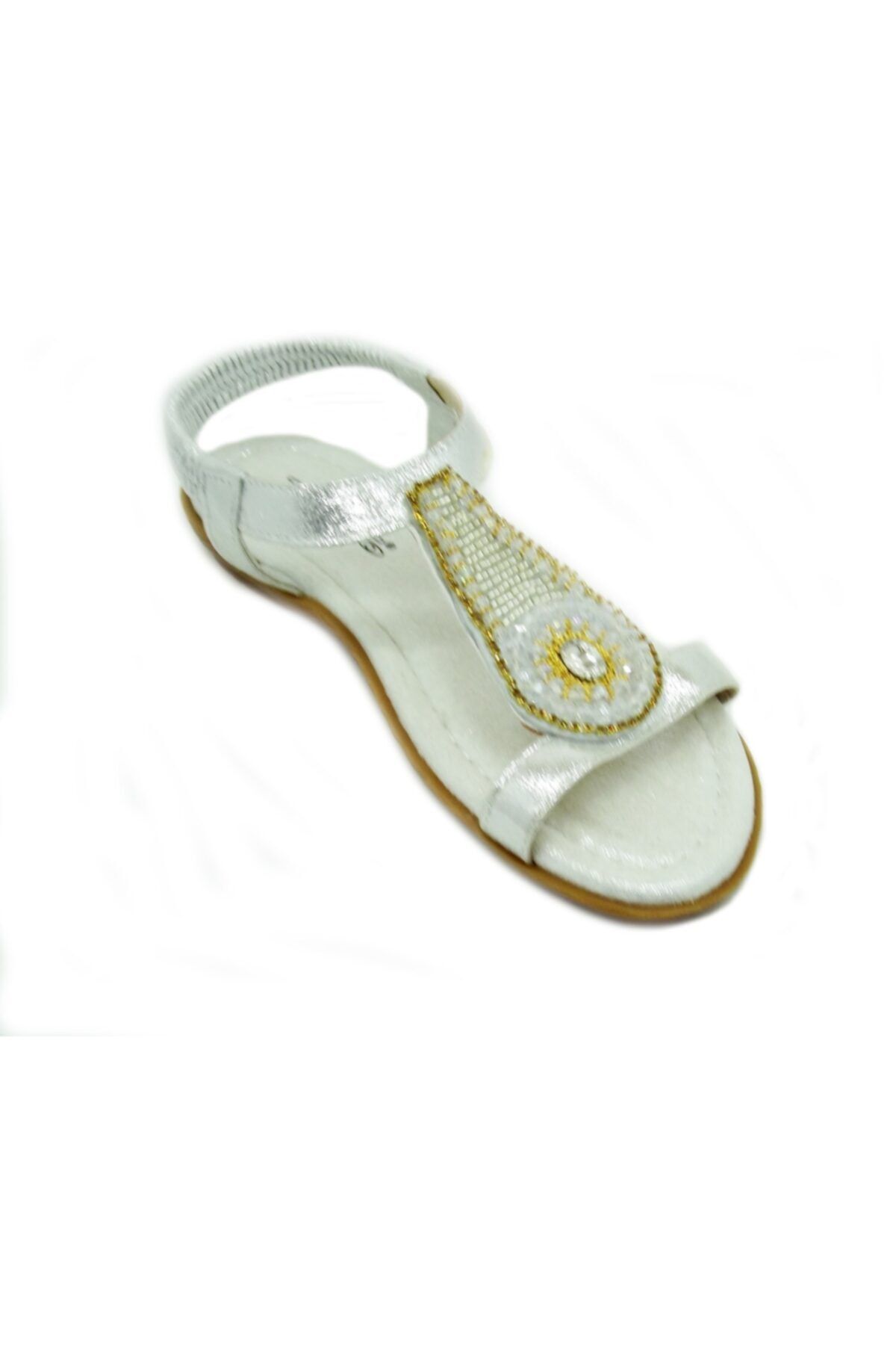 PUNTO Kadın Gümüş Taşlı Sandalet 563075