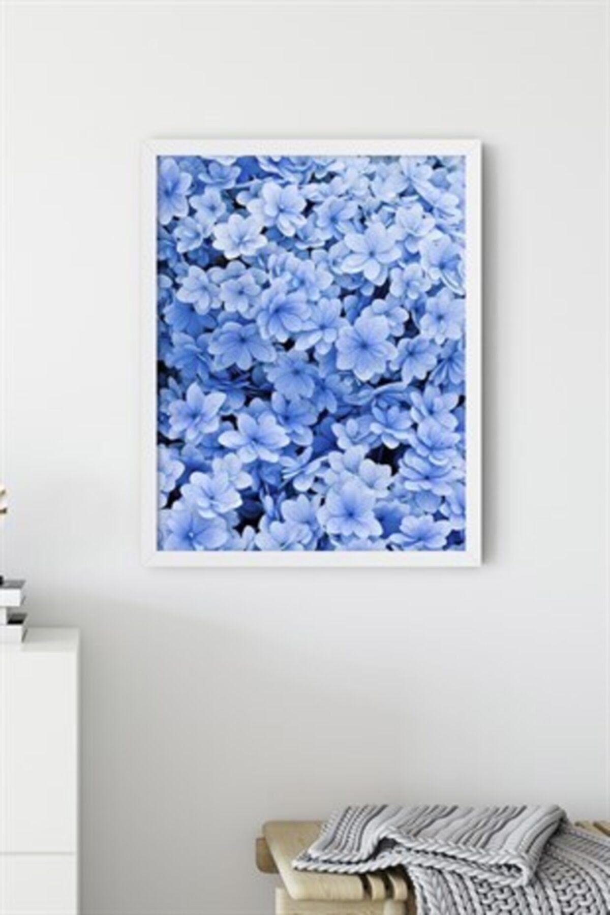 fekarehome Mavi Çiçekler Çerçevesiz 30x40 Cm Poster Tablo