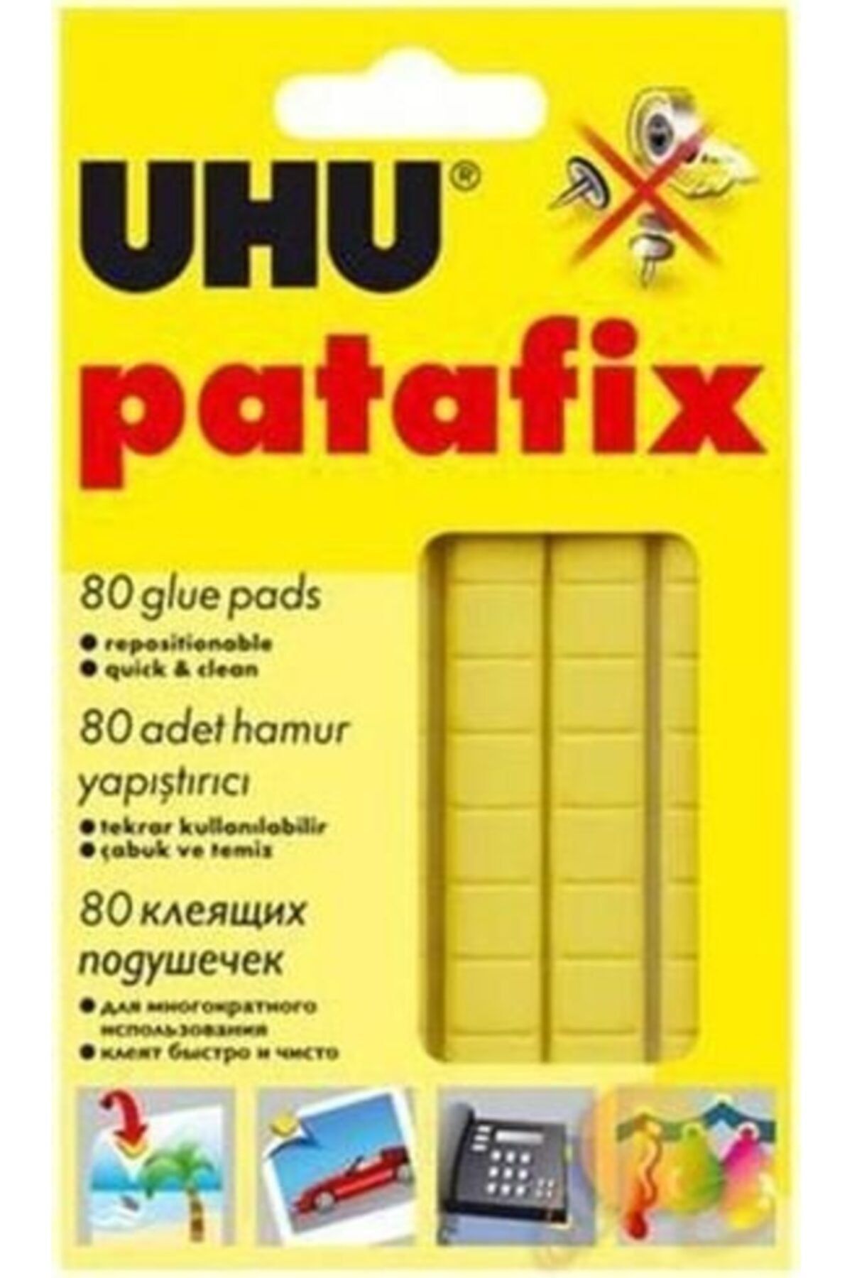 Uhu Patafix Hamur Yapıştırıcı 80'li - Sarı